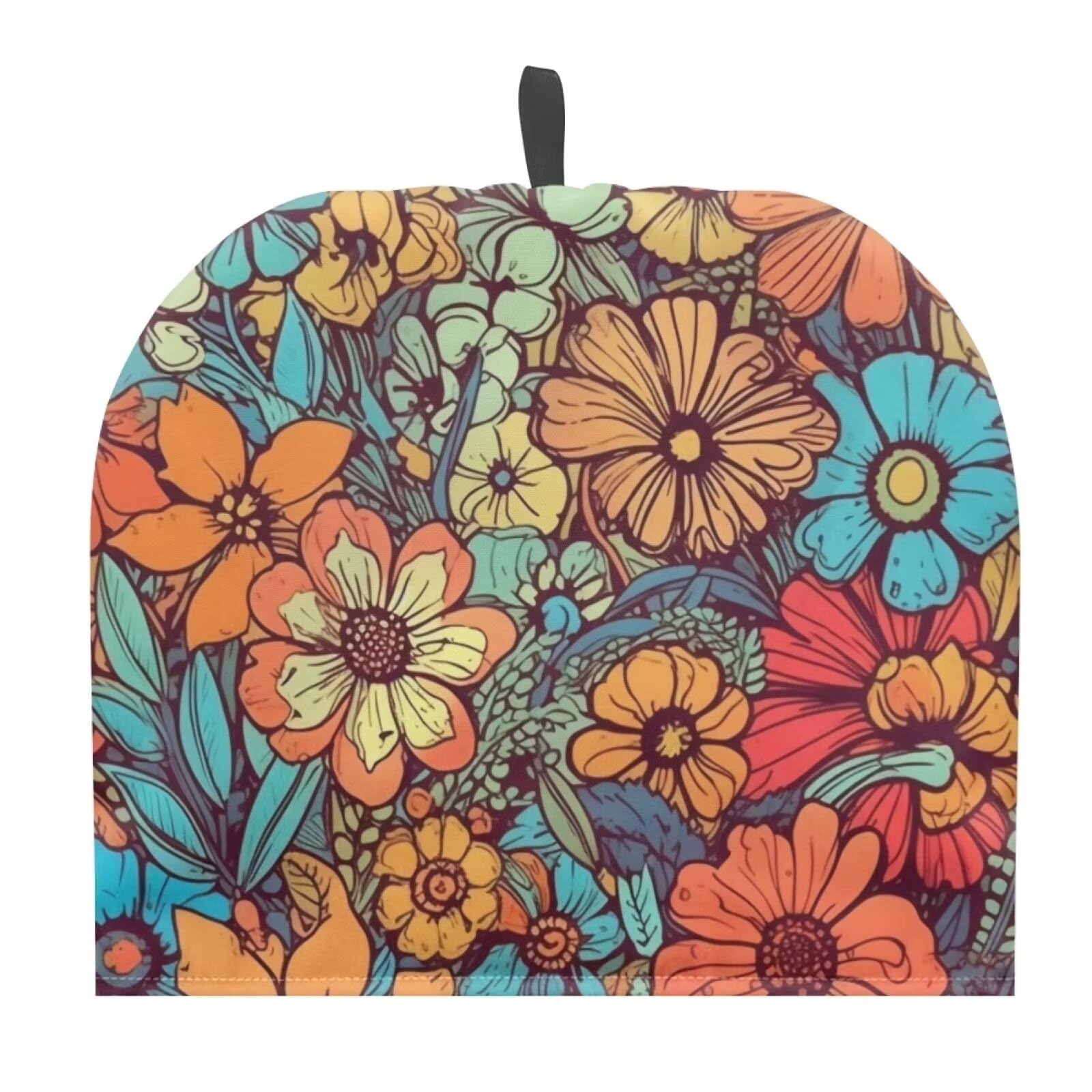 TODIYADDU Orange Mandala Flowers Tea Cozy for Women Large Tea Cozy for Teapot Insulated Kettle Cover for Home Kitchen Decorative Accessories Portable Tea Cozies with Carrying Loop Nice Gifts