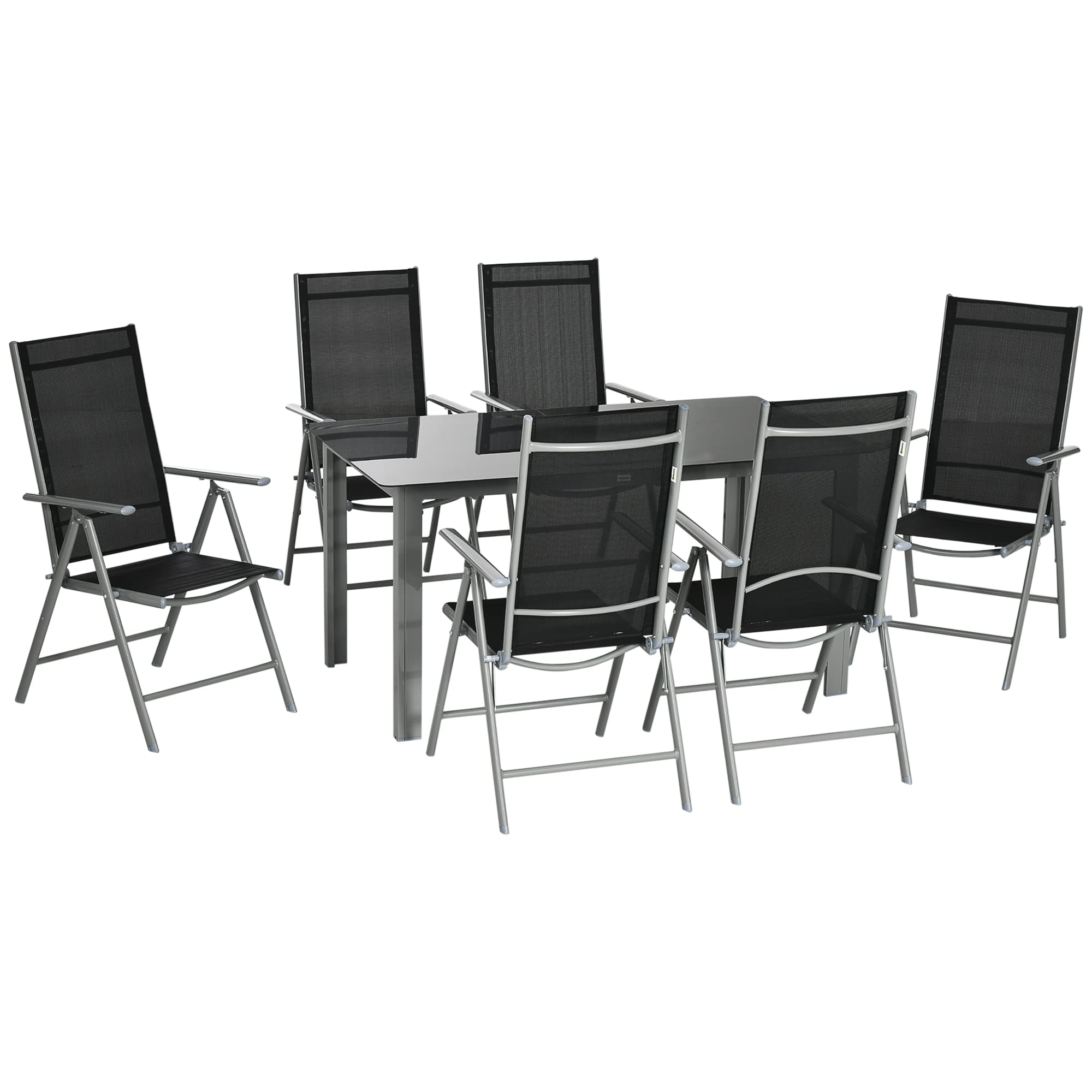 Outsunny Black Dining Set Aluminium 6 Seater