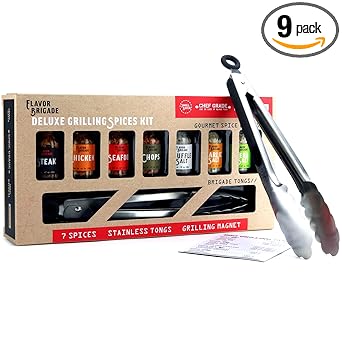 Deluxe Grilling Gift for Men - BBQ Accessories - Gourmet Spice Blends & Seasonings, Tongs, BBQ Magnet, Meat Rubs, Unique Gift for Dad, Son, Brother, Father in Law, Cooking Chefs, Guys, 17 Piece Set