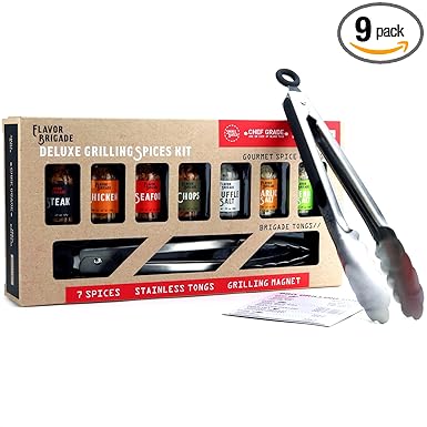 Deluxe Grilling Gift for Men - BBQ Accessories - Gourmet Spice Blends & Seasonings, Tongs, BBQ Magnet, Meat Rubs, Unique Gift for Dad, Son, Brother, Father in Law, Cooking Chefs, Guys, 17 Piece Set