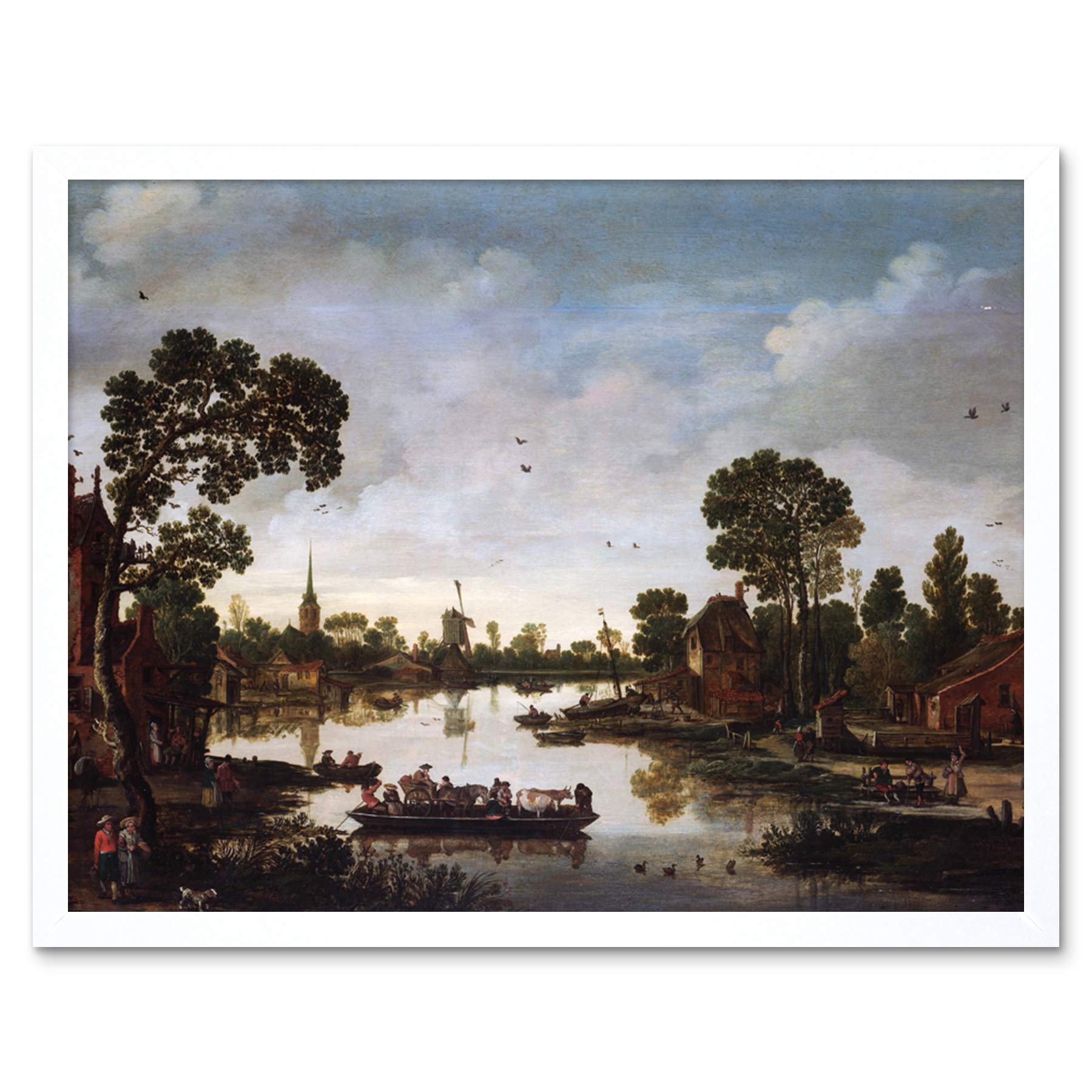 Artery8 Van De Velde Cattle Ferry Boat Landscape Painting Art Print Framed Poster Wall Decor 12x16 inch