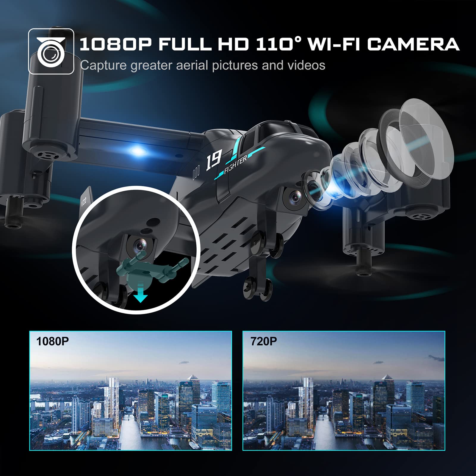 2.4G Elicottero Telecomandato: Camouflage Militare RC Aereo Con Giroscopio | 6 Canali Posizionati Altezza Interna RC Elicottero Con Telecamera 1080P 2 Batterie Giocattolo Regali (B)