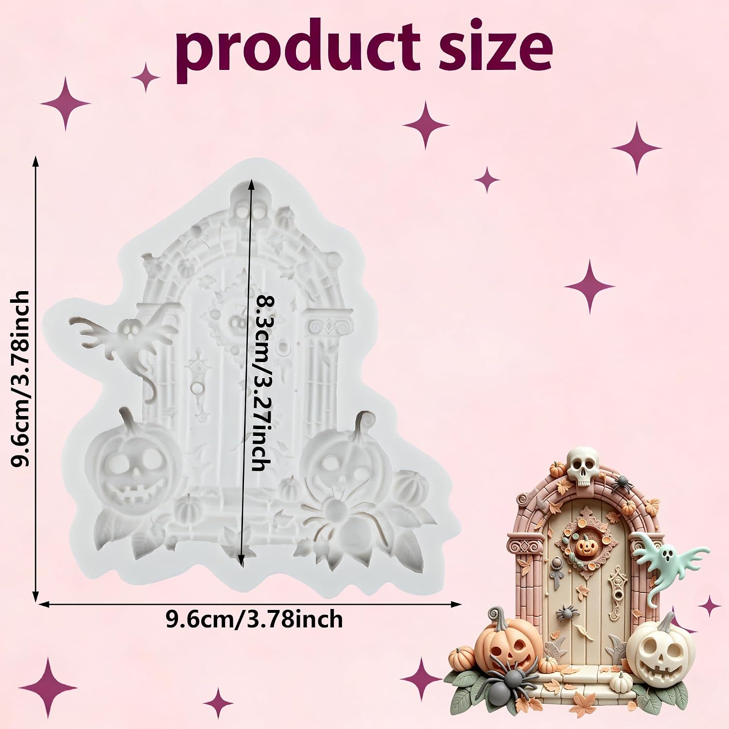 Halloween Polymer Clay Molds Haunted House Door Silicone Mold