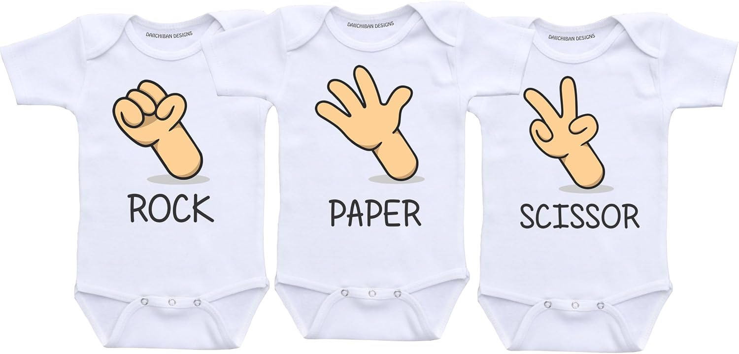 Rock paper scissor shirt Triplets baby clothes (18 months)