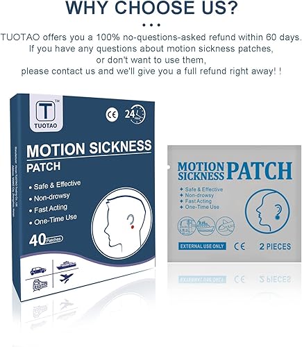 Miniatura 6 de Parches para mareo por movimiento, parches marinos para crucero, alivio de vértigo de mareos para adultos y niños, artículos esenciales de viaje