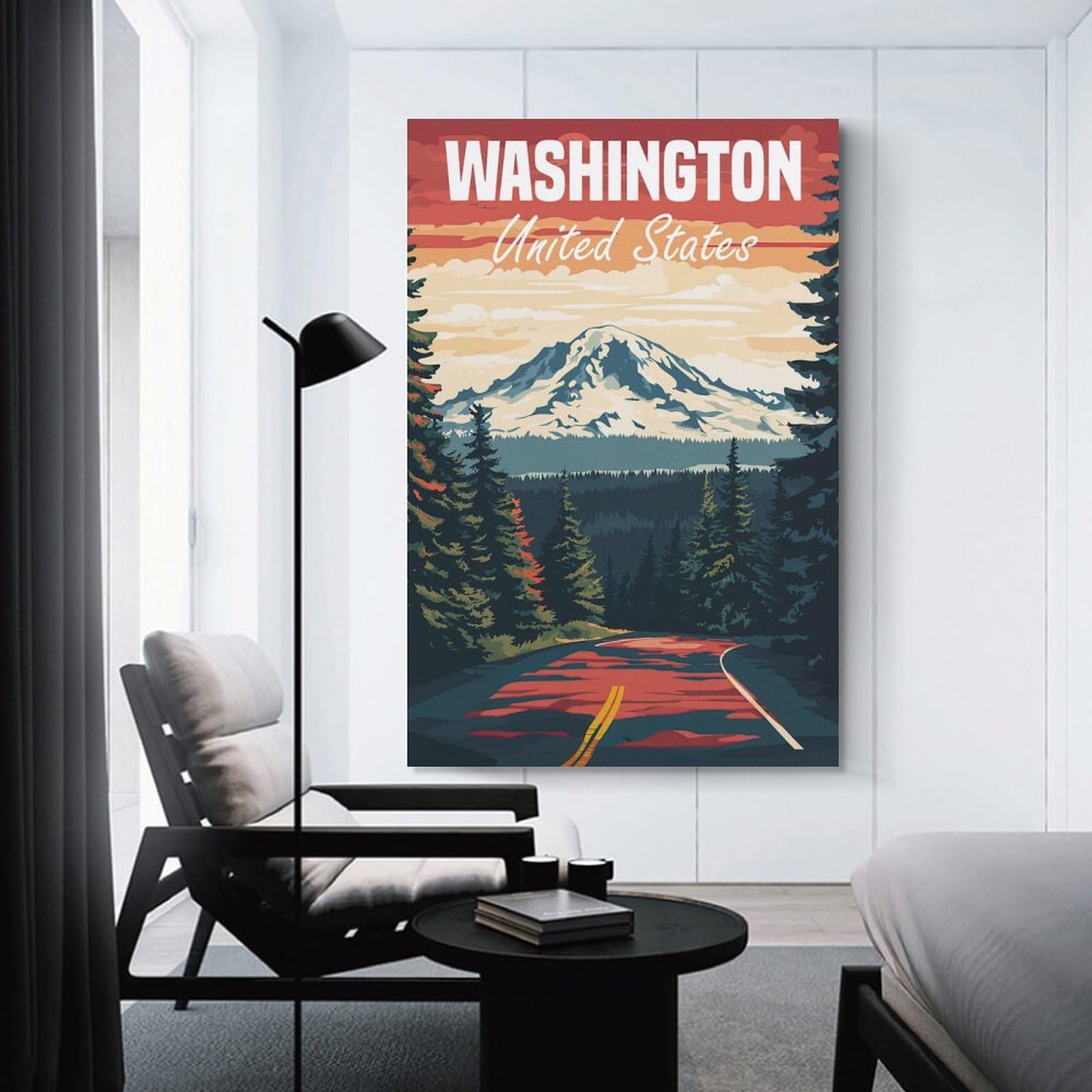 Junmoney Wall Picture Print Washington State Travel (2), 08x12inch(20x30cm), for Wall Displays, Bedrooms Or Room Updates, Wall Decor Suited to Curated Displays