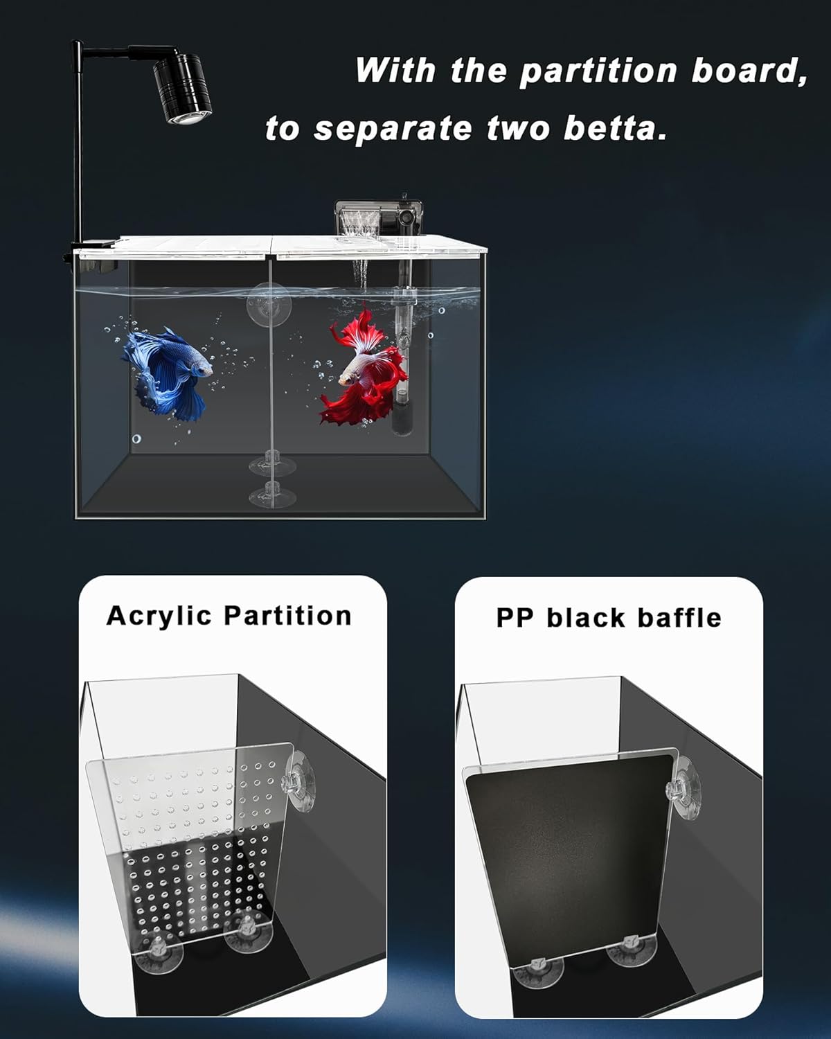 3 Gallon Fish Nano Glass Aquarium with Two Filters, Black