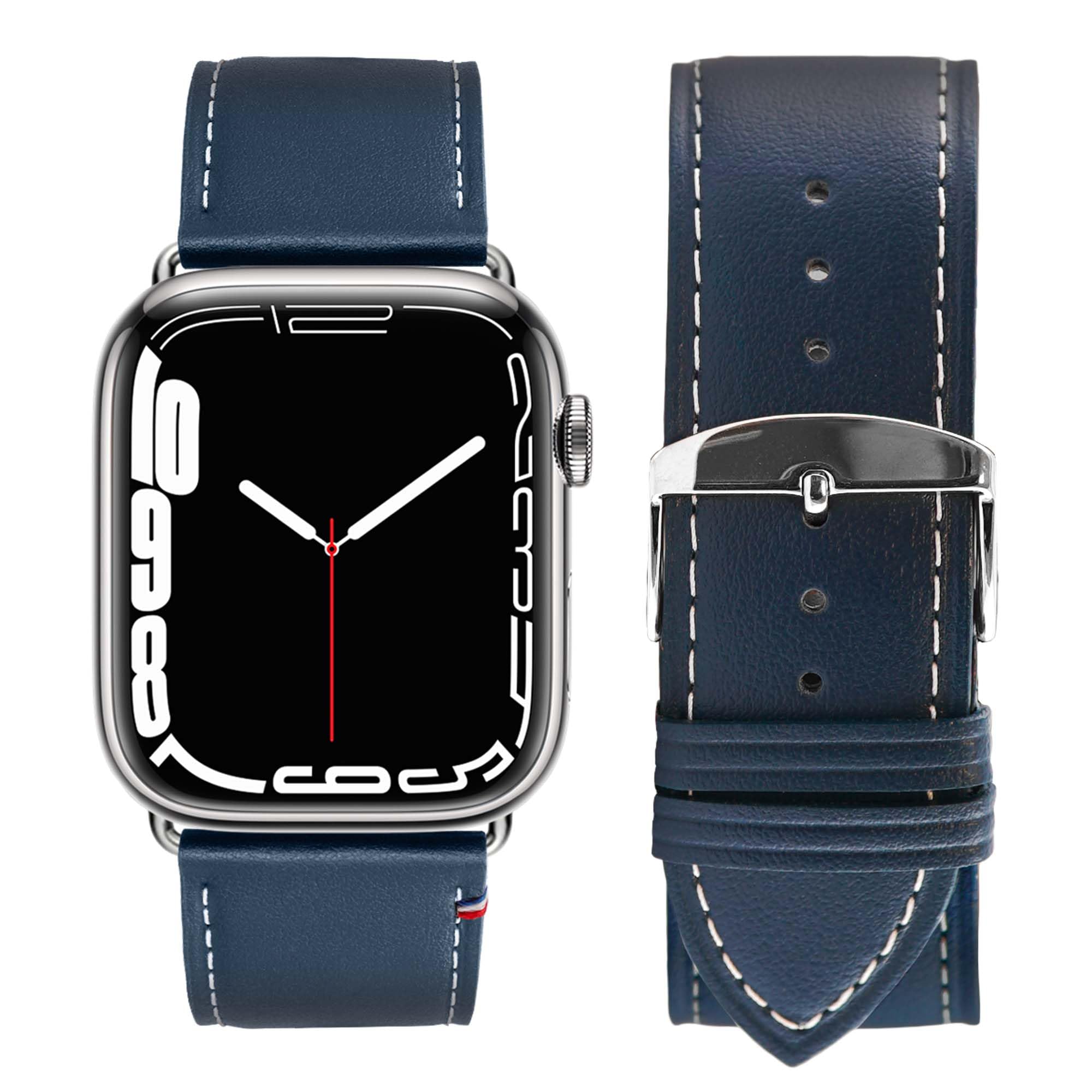 Eternel – Simple tour Armband ikonisch – Kompatibel mit allen Apple Watch Modellen – Alle Größen – Handgefertigt in Frankreich – Pflanzlich gegerbtes Leder