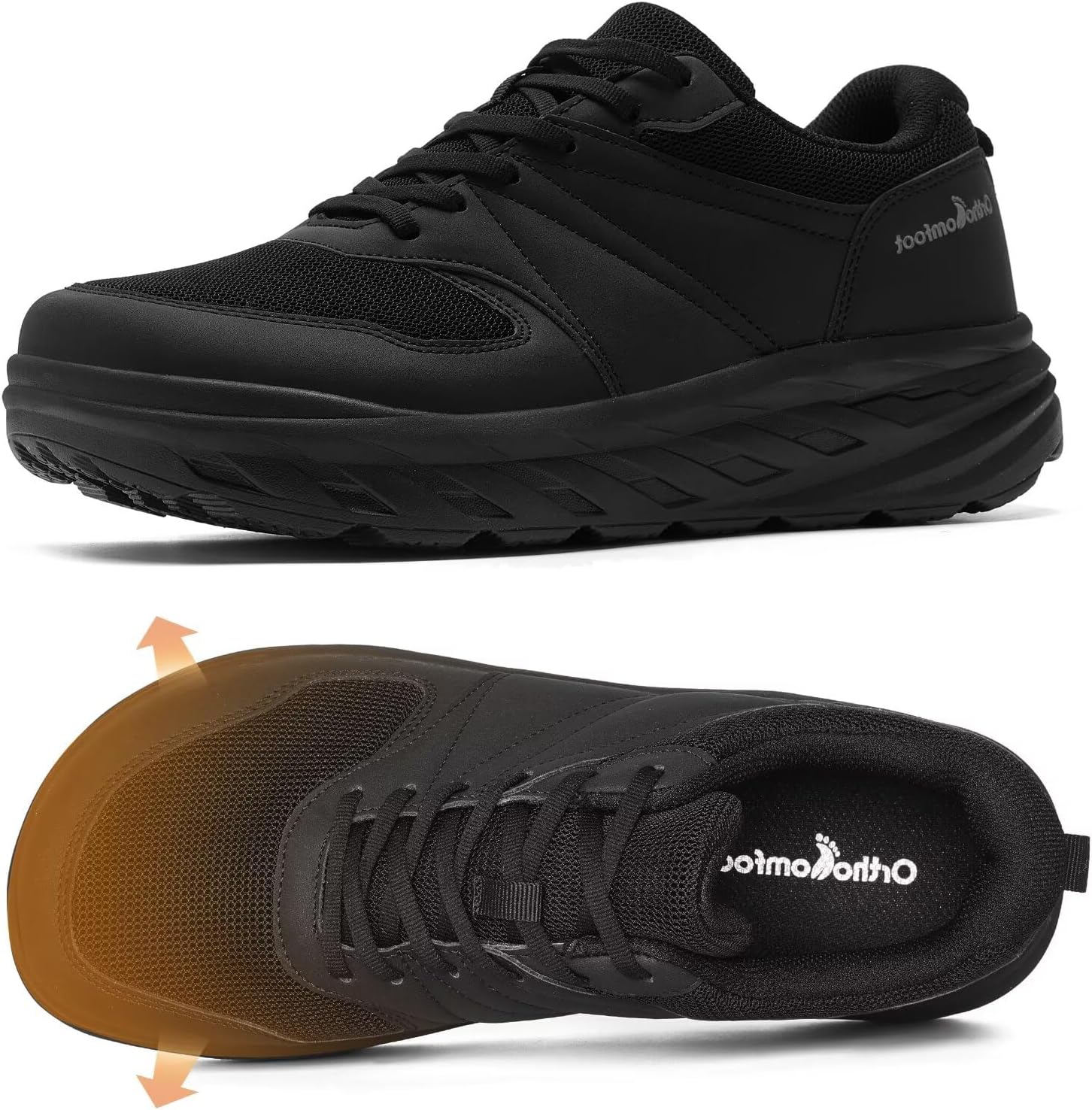 Men's Orthopedic Diabetic Wide Walking Shoes: Comfortable Arch Support Plantar Fasciitis Sports Running Sneakers, Casual Swollen Bunion Work Tennis Shoes for Foot and Heel Pain Relief