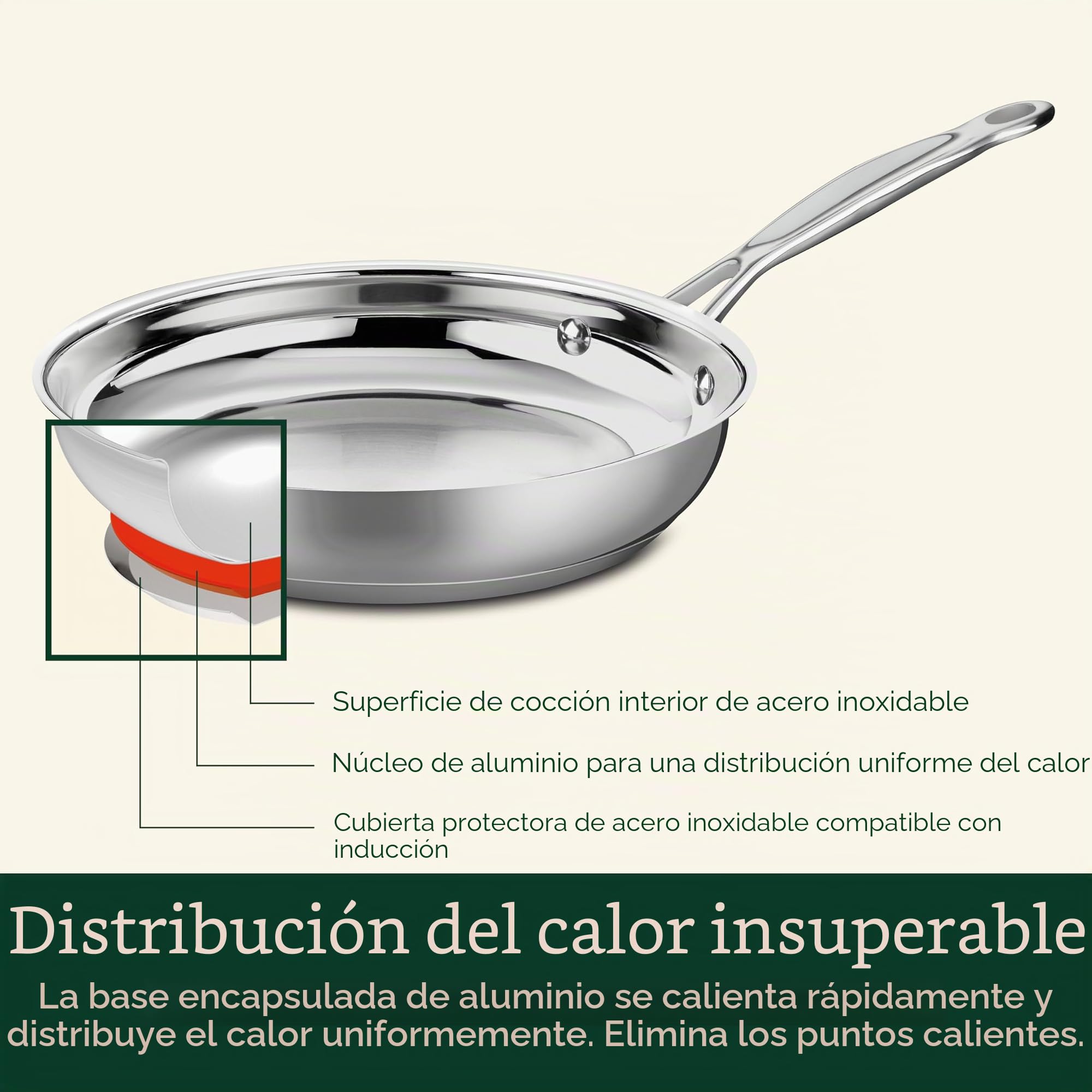 Cuisinart Sartén abierta de 10 pulgadas, colección clásica de utensilios de cocina de acero inoxidable, 722-24