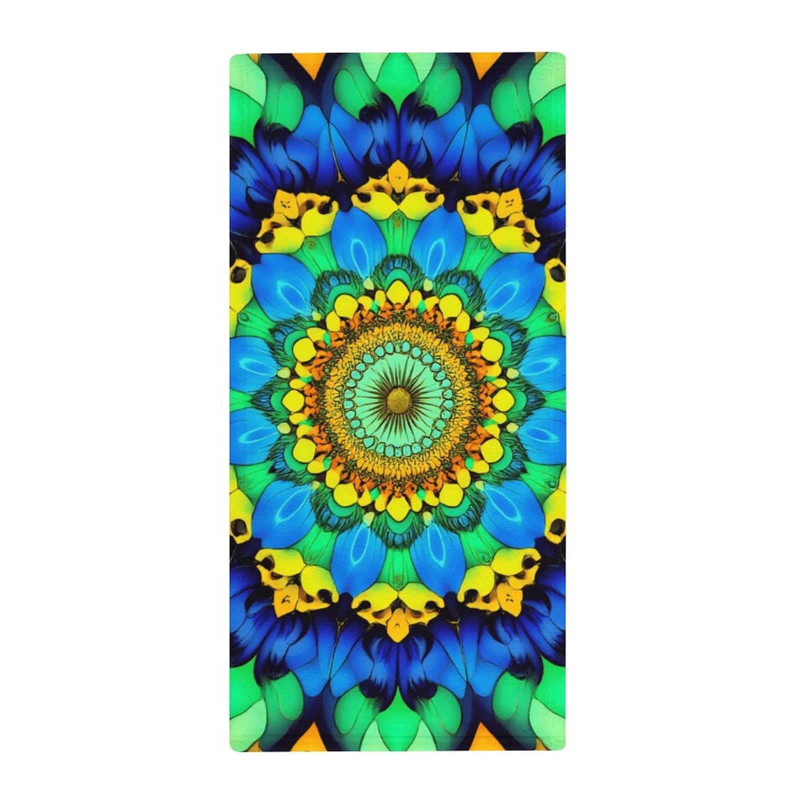 Anceky Luxury Gym Towels for Face & Body, Trippy Blue Tie Dye Mandala Absorbent Quick-Dry Towels, Spa & Yoga Approved