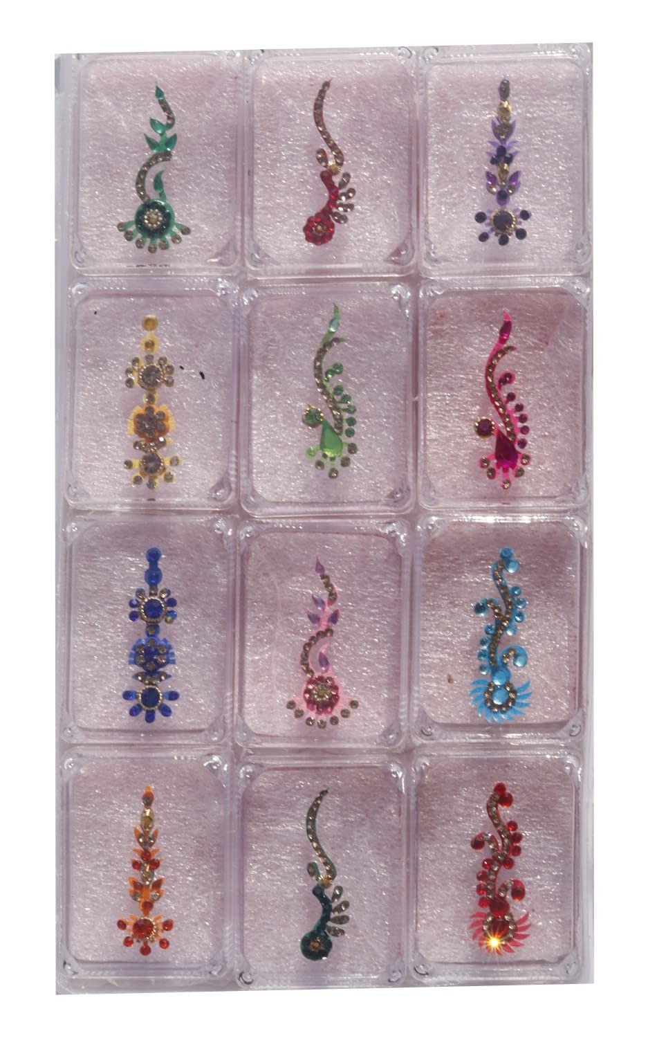 ASHIRWAD Indian Multicolor Multisize, Multi Design Stone Crystal Bridal Reusable Bindis, Forehead Tika, Face Jewels Stickers Bindi Box (Bindi-25)