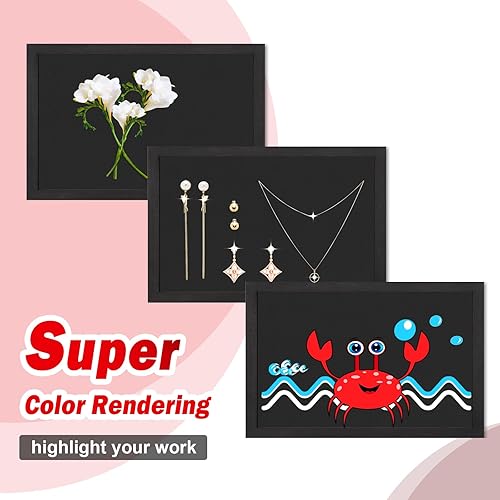 Miniatura 5 de Miratino Tablero de anuncios de 16 x 11 pulgadas, tableros de corcho de lino negro para paredes, marco de madera, tablero de fotos de corcho para