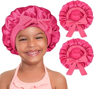 YANIBEST 2 PCS Soft Satin Bonnet, Overnight Protection, Kids Toddler Baby | Butter-satin Sleep Cap, Reduce Frizz, Maintain Moisture, Curly Natural Hair, Infant Newborn, Girls Boys