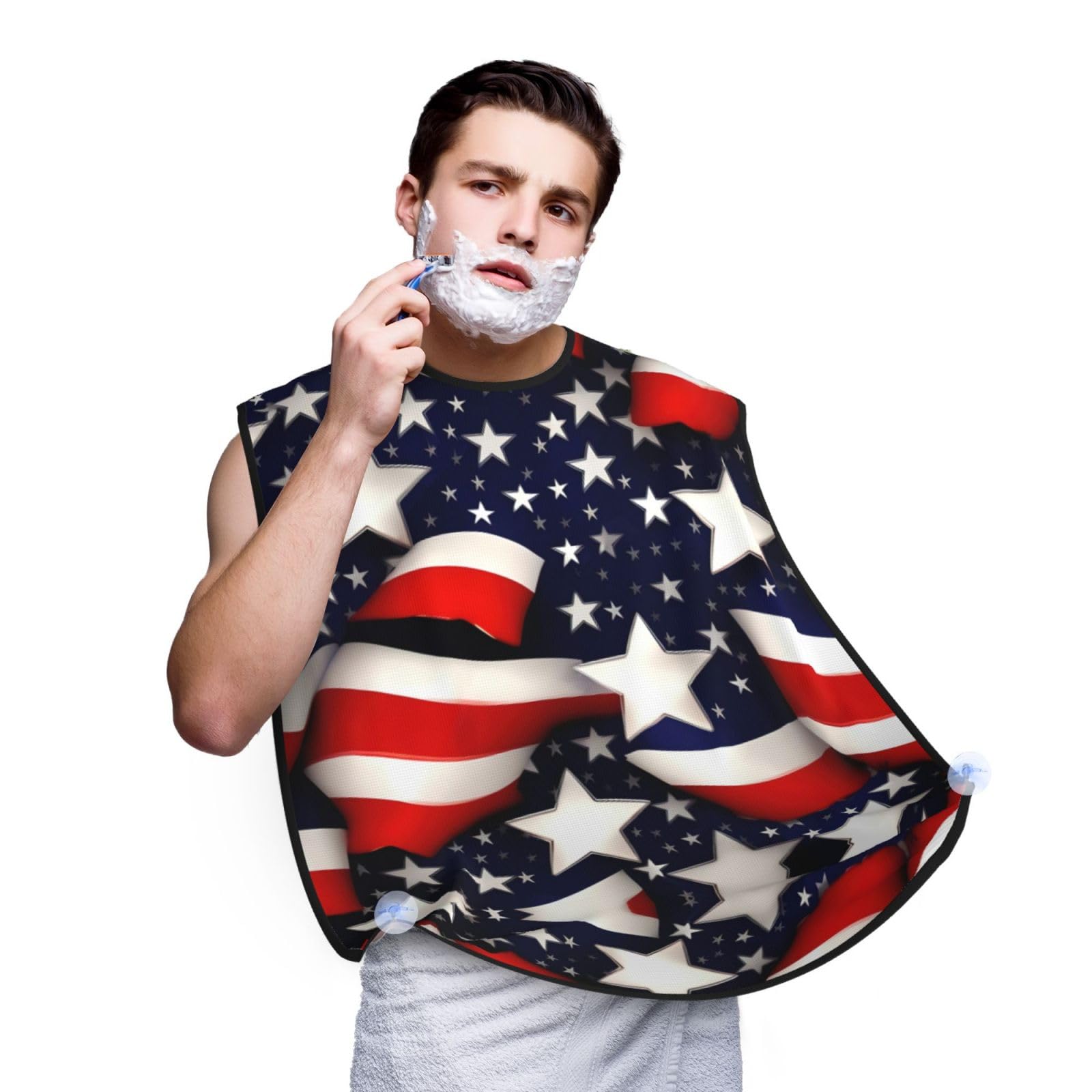 YQxwJL American Flag Stars Stripes Print Beard Bib Apron, Shaving Apron For Dad, Men'S Hair Catcher For Shaving Best Gifts For Dad