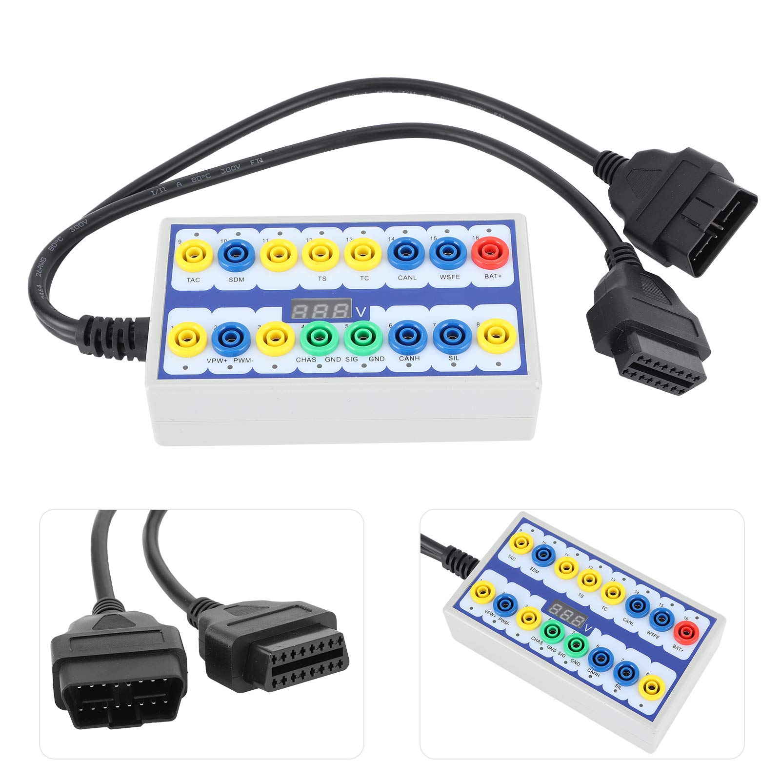 OBDII Caja de Conexiones con Pantalla LCD Detector de protocolo de Bus Can de 16 Pines Herramienta de diagnóstico Equipada con LED para diagnóstico automotriz Detección de