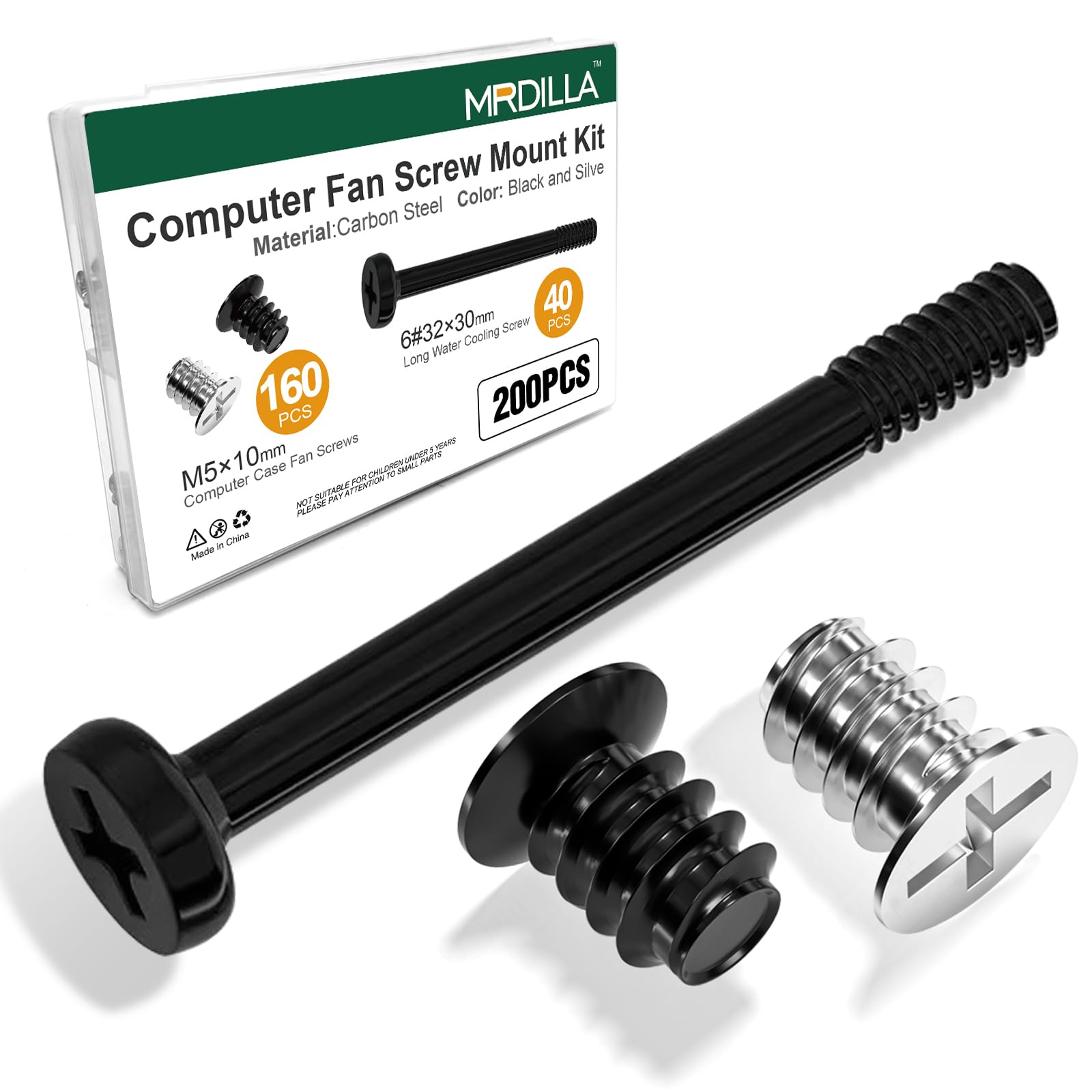 Computer Fan Screw Mount Kit, Cross Recessed Self Tapping Screw, Long & Short Screws (#6-32x30mm, M5x10mm) - 200PCS-image-37
