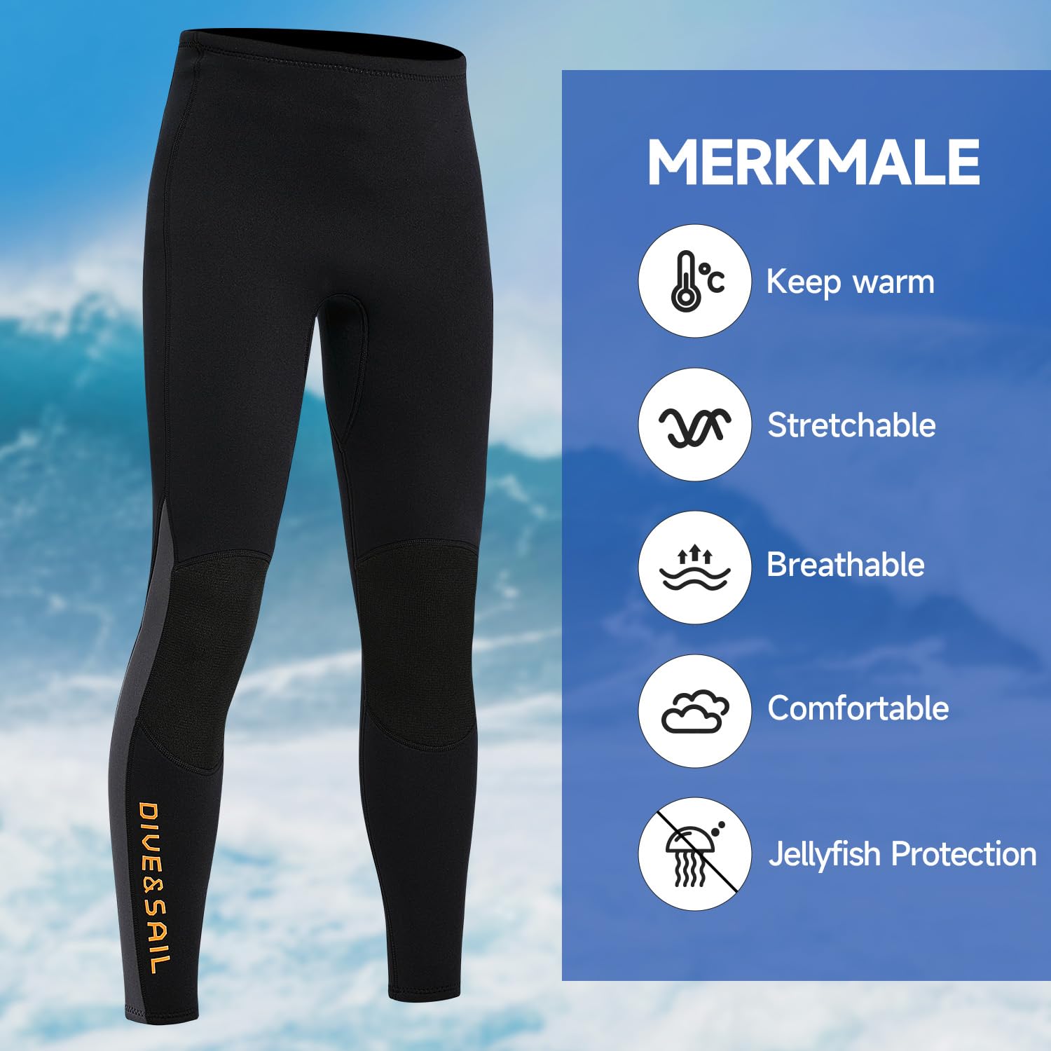 Pantaloni da muta da donna e da uomo, in neoprene, 3 mm, per tenere al caldo per acqua, aerobica, immersioni, surf, nuoto, snorkeling, immersioni subacquee, kayak