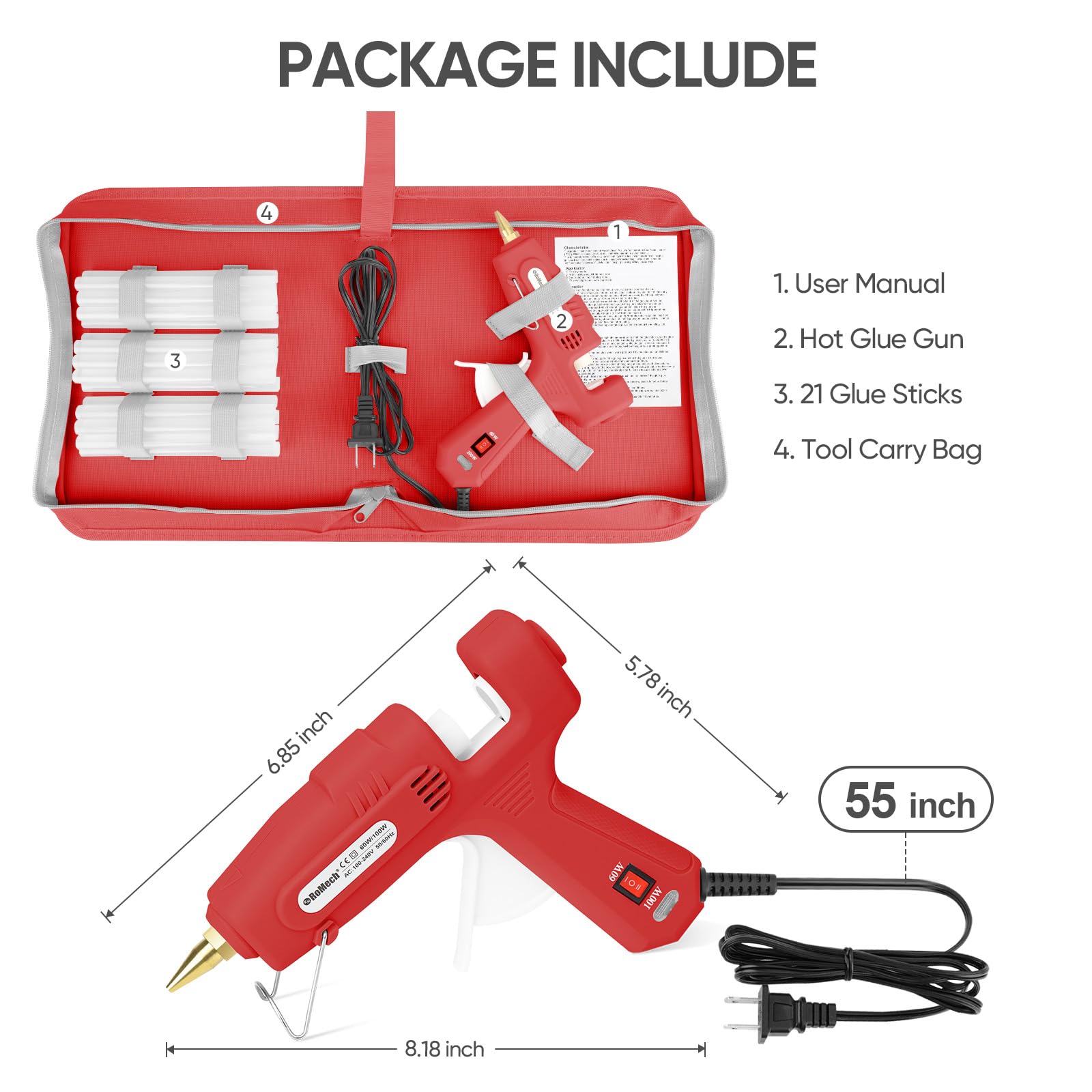 ROMECH Hot Glue Gun - Dual Temp & Sticks -5