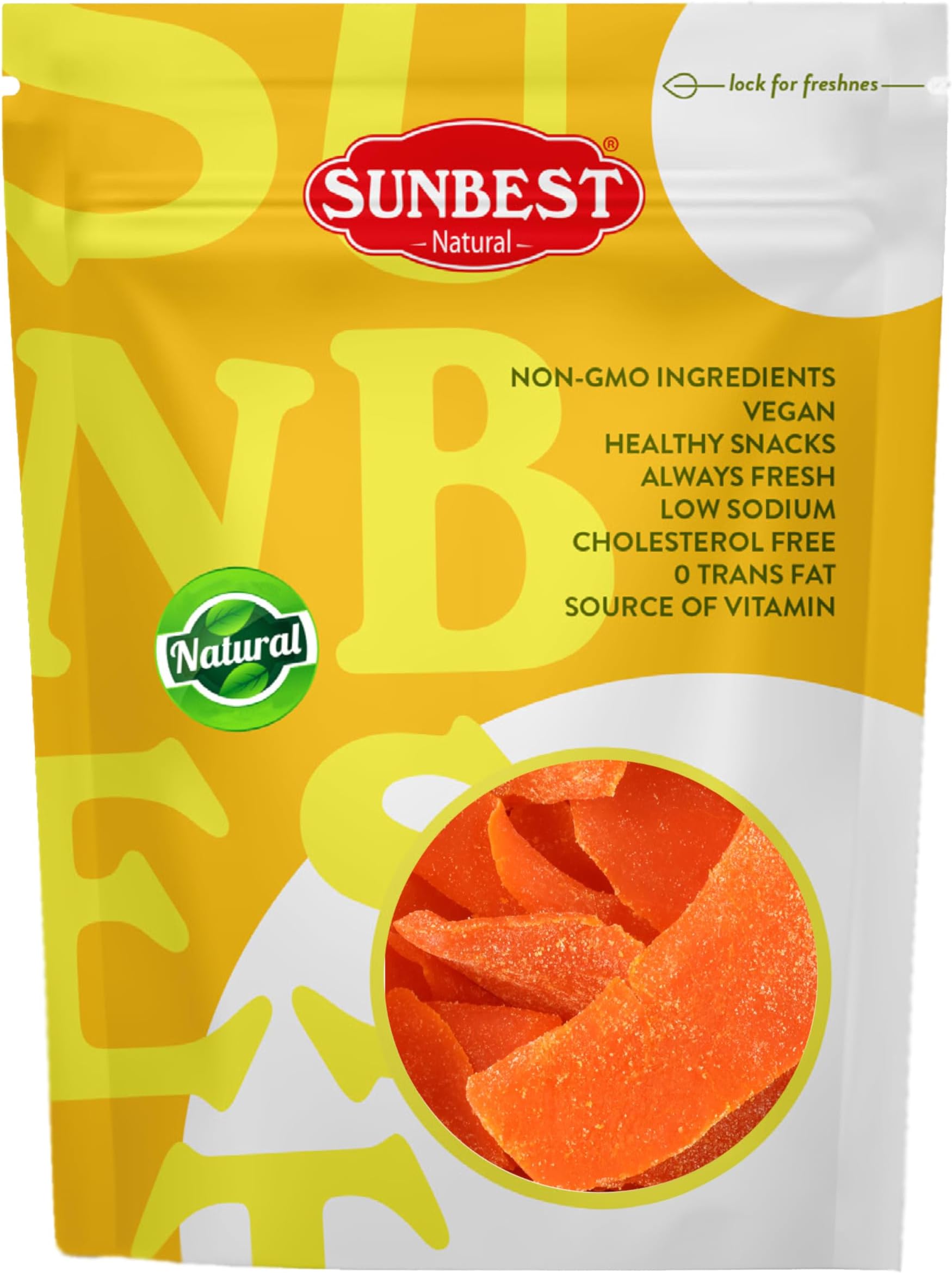 Sunbest Natural Dried Mango, Slices, Non-GMO, Gluten Free, Vegan, Kosher, 5 Lbs.