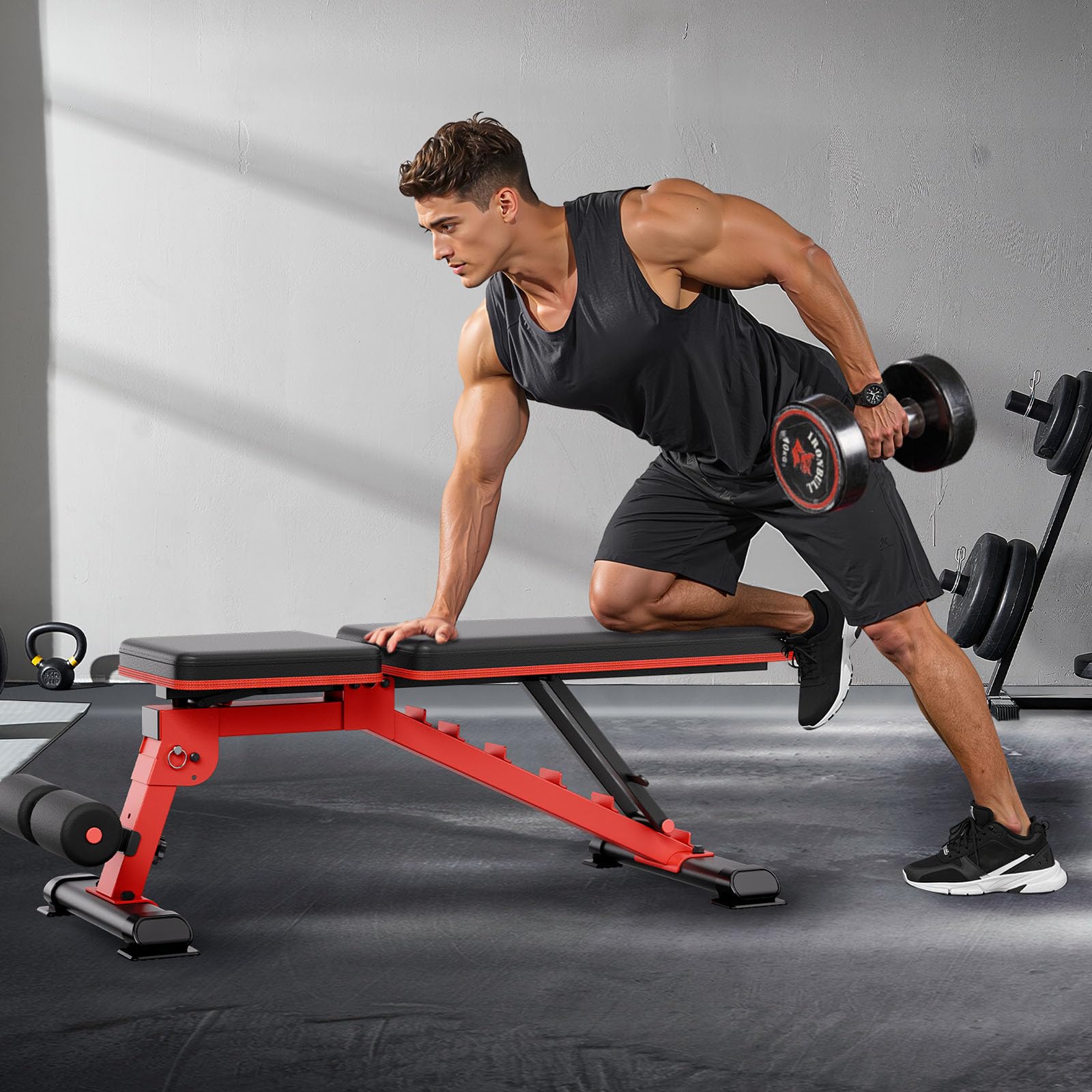 VEVOR Panca pesi Stabile e Resistente per Allenamento Completo del Corpo, Panca Regolabile per Esercizi, per Allenamento della Forza con Piegatura Rapida e Regolazione Rapida 544 kg