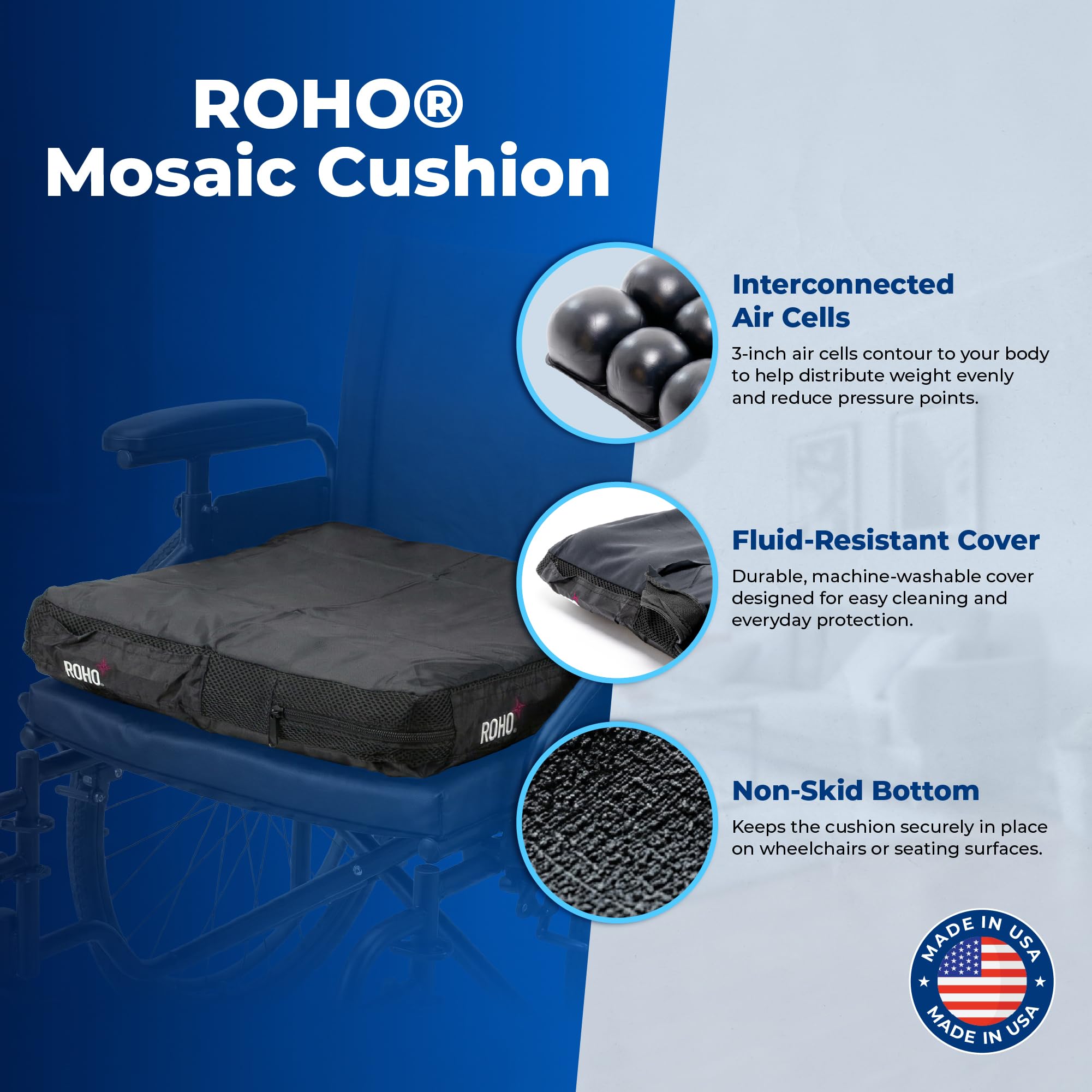 Amazon.co.jp: Roho Mosaic Wheelchair Seat Cushion 18 x 16 by