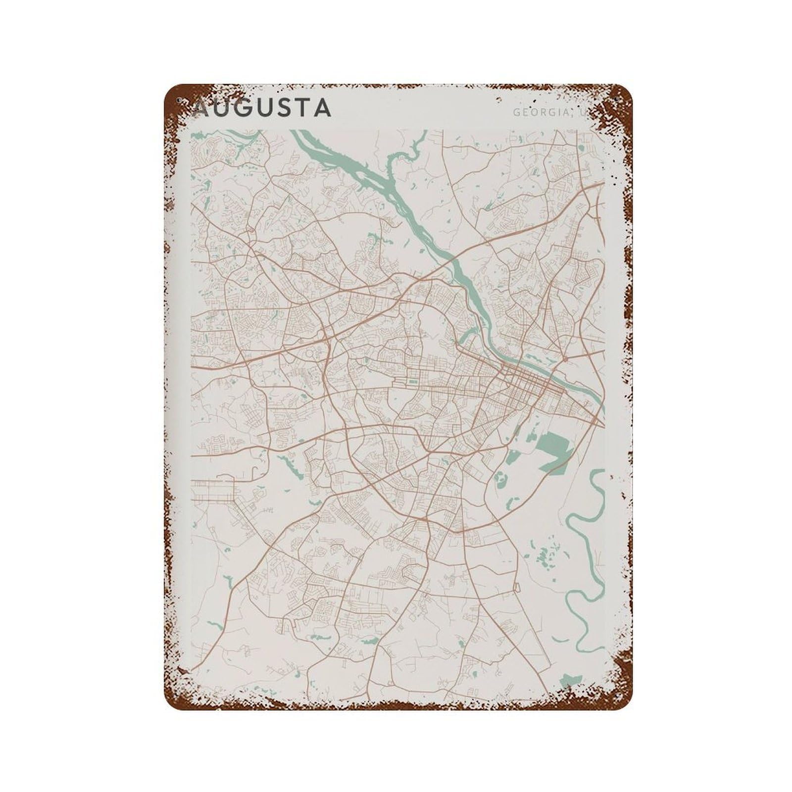 xiaoxiaoshen August Map Georgia Travel Gift Farmhouse Decor Entryway (2) Wall Decor Art Metal Tin Poster Modern Home Decor Art Home Bar Shop Decorations Vintage Sign 40x30cm