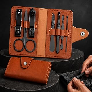Manicure Set 7 in 1 for Men, Mens Nail Grooming Kit with Professional Stainless Steel Nail Clippers, Ingrown Toenail Clipper,Finger and Toe Nail Care Tools,Portable Grooming Kit Gift for Men and Women