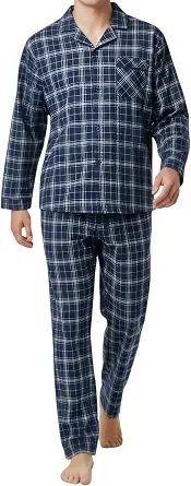 DAVID ARCHY Men's Flannel Pajamas Set - Ultra-Soft Cotton Blend, Classic Plaid Lounge Set with Pockets