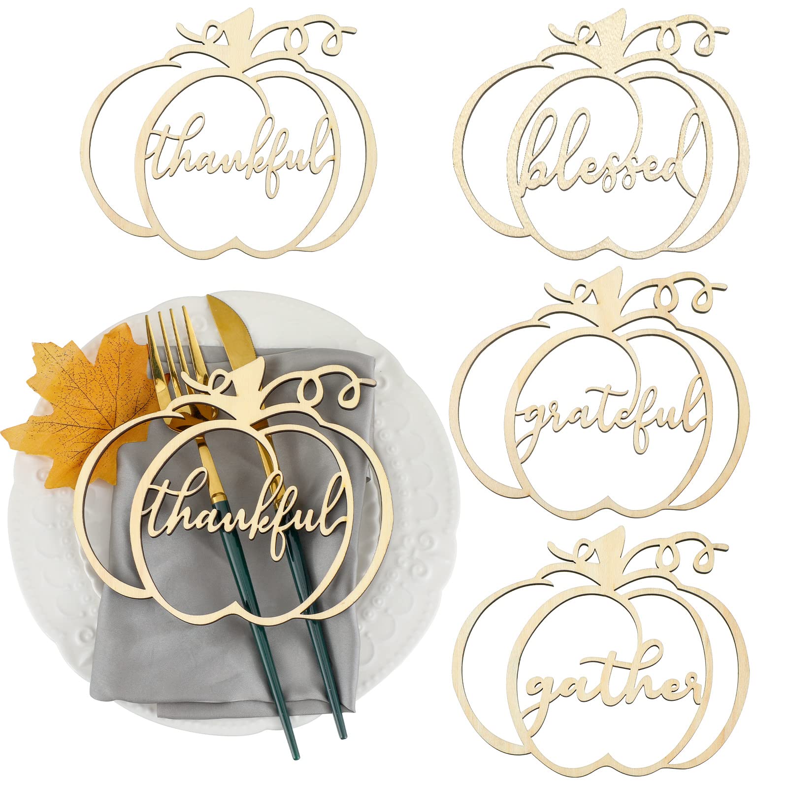Découpes en bois en forme de citrouille de Thanksgiving assiettes de Noël en bois