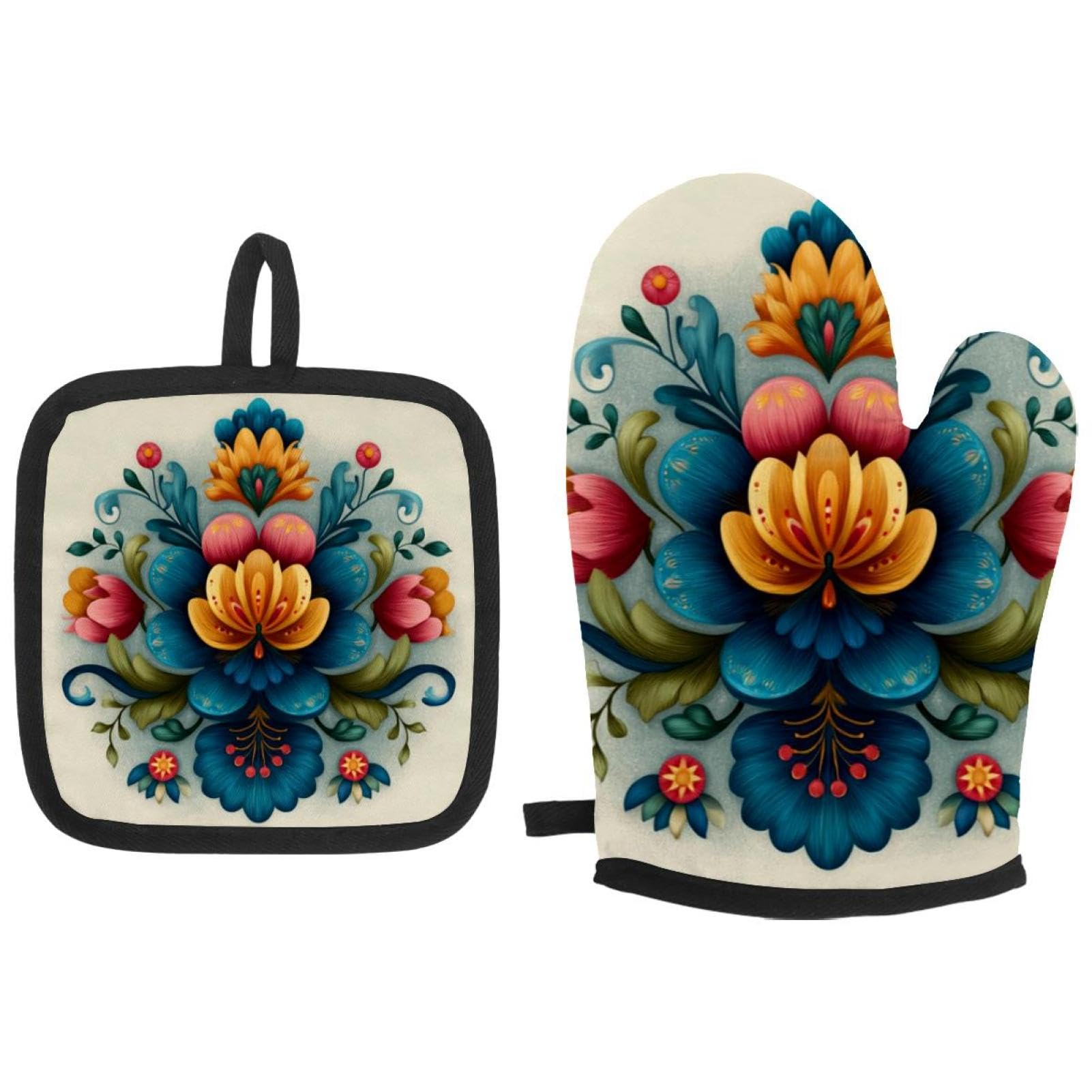 Gants de cuisine de style folklorique maniques romarin cuisson four barbecue