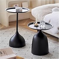 Vista 1 de Side Coffee Table Set, Living Room Small Round End Table, Metal Nesting Tables Pedestal Tables Sofa Side and Bedside Console Table, Matt Black