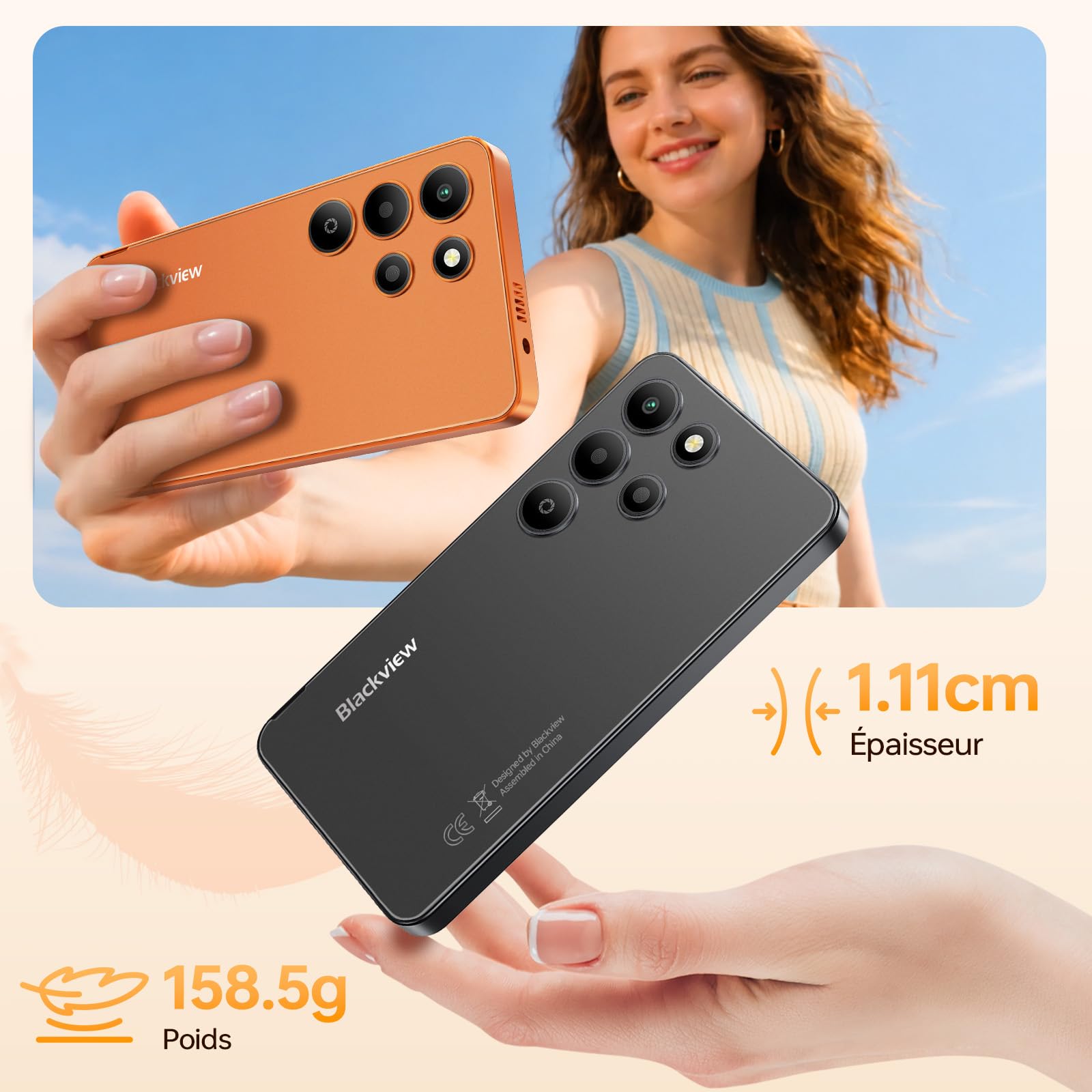 Blackview Wave 2C Telephone Portable Pas Cher Android 16, Écran 5", Noir