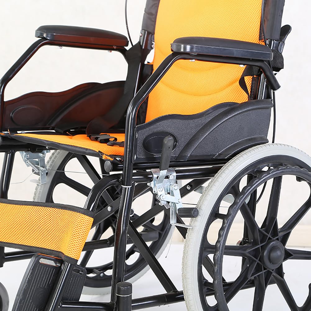 Silla de ruedas manual para adultos, ruedas traseras de 20", silla de ruedas de transporte plegable con respaldo ergonómico, silla de ruedas autopropulsada para exteriores, hogar y viajes, negra