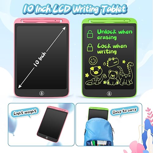 Miniatura 5 de SOOOO Tableta de escritura LCD para niños de 10 pulgadas, paquete de 2 tableros coloridos de garabatos para niños de 3, 4, 5, 6, 7, 8, 9, 10 años,