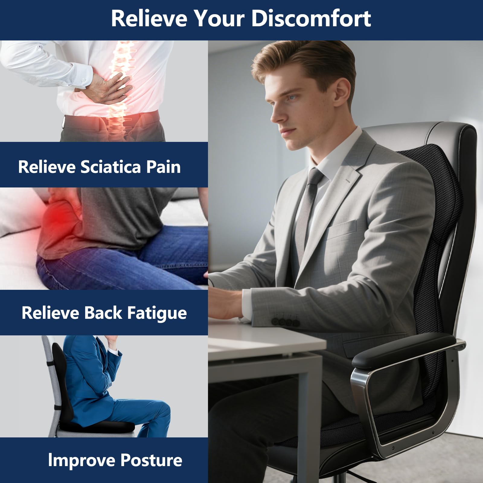 Sciatica Relief Lumbar & Seat Cushion Gallery Image