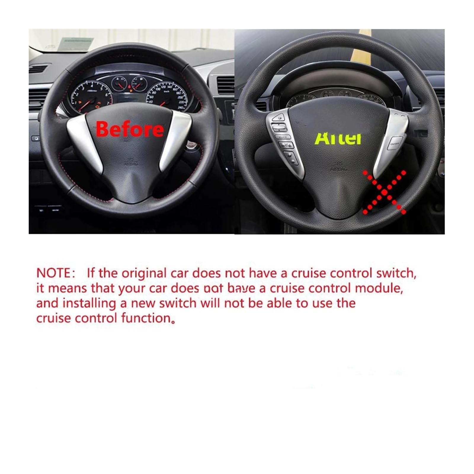 Volante Multifunzione Tasto Per Nissan Per Tiida 2011-2015 Per Versa 2014-2015 25550-3DA6A Interruttore Controllo Della Velocità Pulsanti Al Volante | Sliver-wire