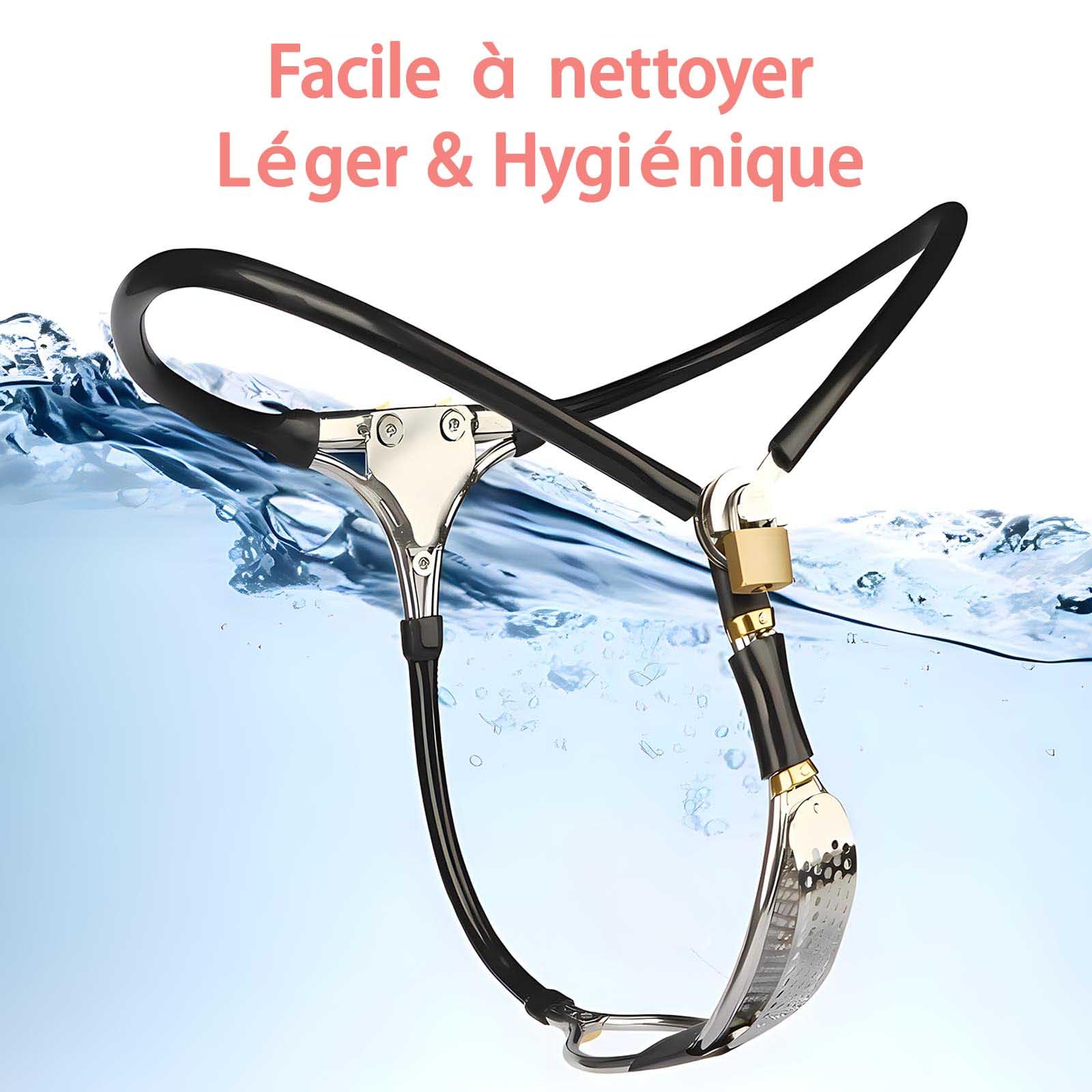 Female Chastity Belt - Invisible Lockable Stainless Steel T-Back Chastity Device for Women BDSM Bondage Panties Adult Sex Toy