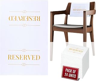 Reserved Row Signs for Wedding – 24 Pack Large White Fabric “This Row Is Reserved” Double-Sided Chair Covers, Elegant Reusable Polyester Seating Signs for Churches, Large Weddings, Receptions & Venues by Adaptic Group