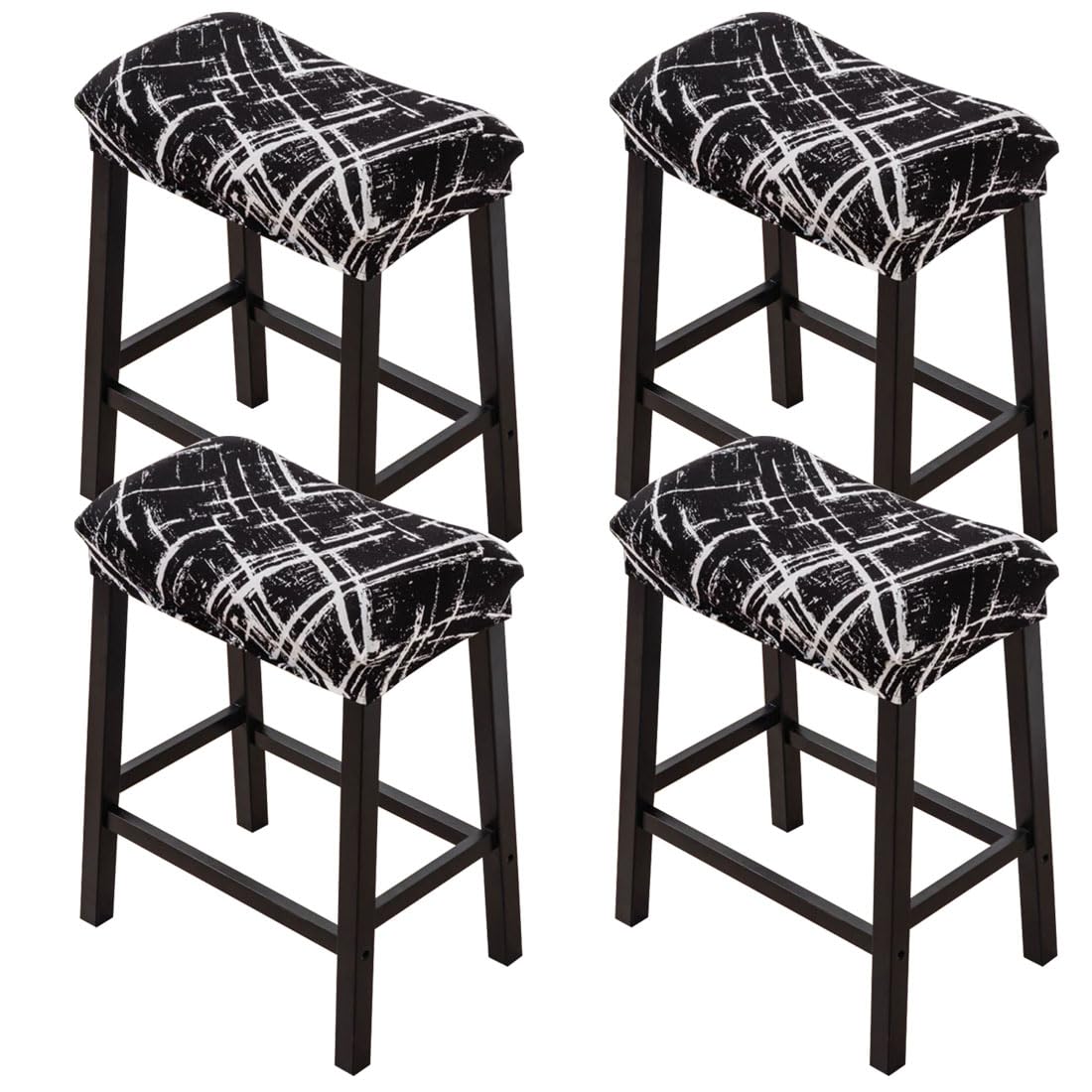 Bar Stool Cover Rectangle Set of 4 Printed Stretch Counter Height Bar stools Slipcovers Saddle Stool Slipcover Bench Seat Protector Backless Bar Stools Covers for Kitchen Counter #15-picture-22