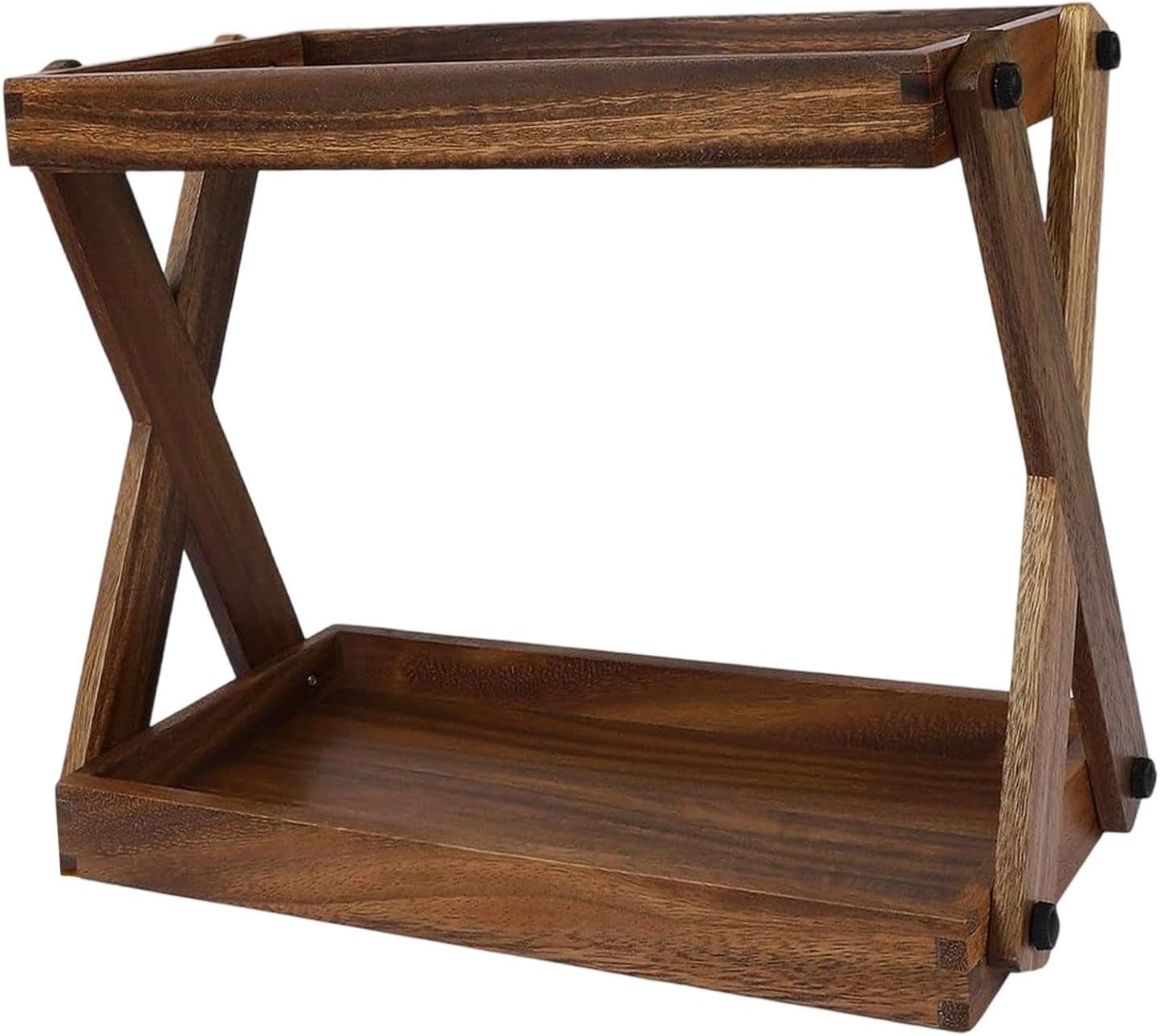 木製カウンタートップシェルフ 2段 コーヒーアクセサリー用 キッチンラック 調味料収納オーガナイザー オフィス バスルーム キッチン