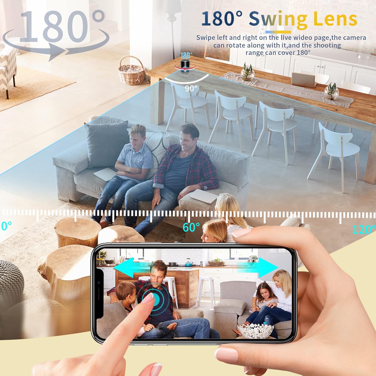 Security Camera with Bluetooth Speaker，HD 1080P Wireless WiFi Cameras with Motion Detection，240°Viewing Angle Indoor Camera for Home Office image 5 of 7 B0F8BLFZTW