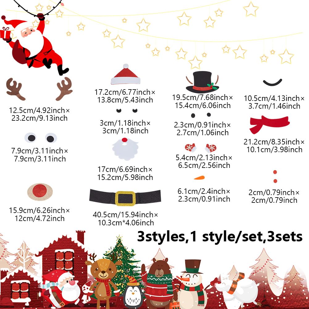DELORIGIN 3 Sets Christmas Door Stickers Christmas Snowman Wall Stickers Deer Window Clings Xmas Decals Art Wall Decorations Holiday Snowflake Santa Claus for Christmas Home Party DIY Crafts - Image 2