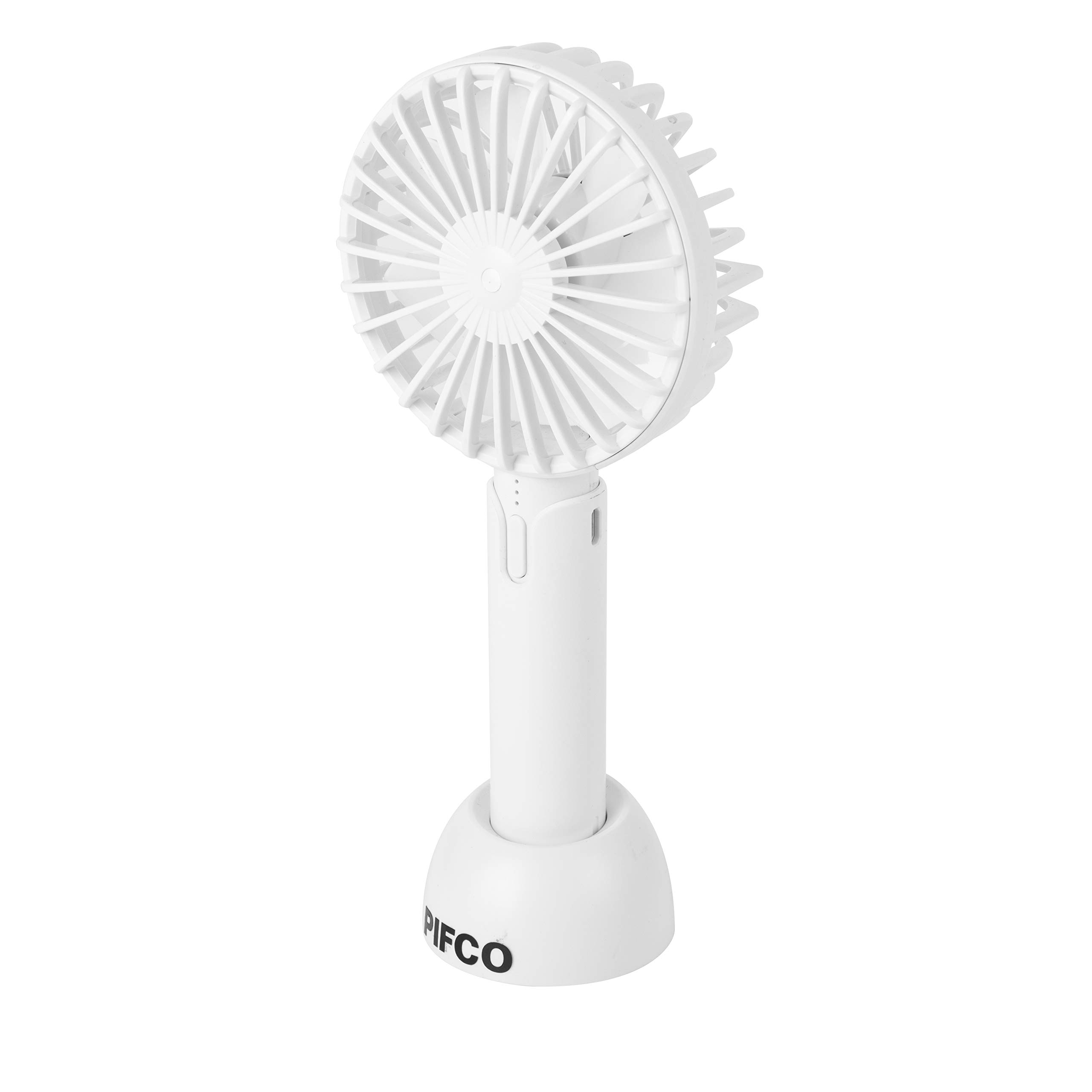 Pifco P55002W Mini Handheld Fan, USB Charger, 3 Speed Settings, 4-Hour Runtime, 4.5 W, White