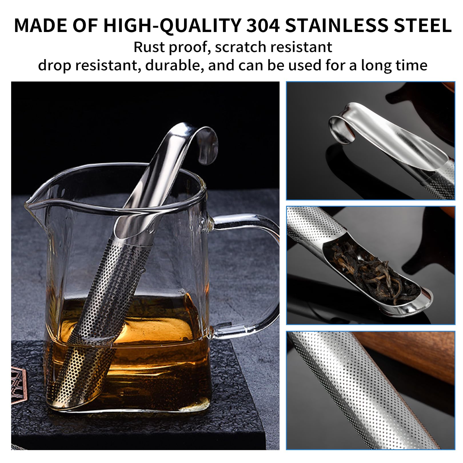 2Pièces Infuseur Thé,à Filtre en Acier Inoxydable Tea de Passoire Maille Fine,Cuillere Tube Infuser Strainer épices Filter,Sachet Vrac Strainers Tamis,pour Bouteille Tasse Infusion Fines Filtrante