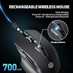 INPHIC Wireless Mouse Rechargeable, Battery Level Visible, 6 Buttons, Optical Ergonomic Large Mouse for PC Laptop Mac Computer, Cordless Mice with 2.4G USB Nano Receiver, Black