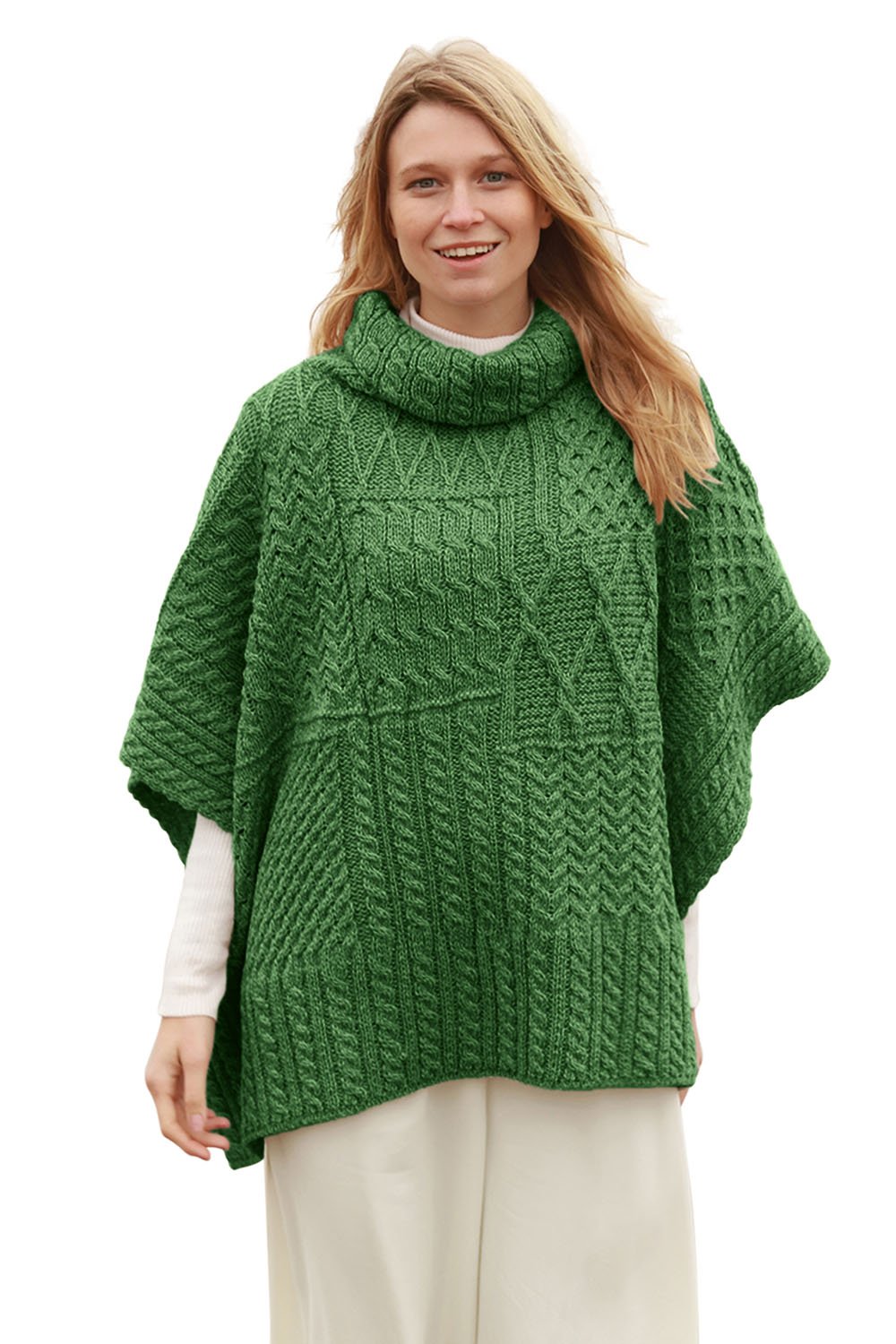Carraig Donn 100% Irish Merino Wool Patchwork Aran Cowl Cape.
