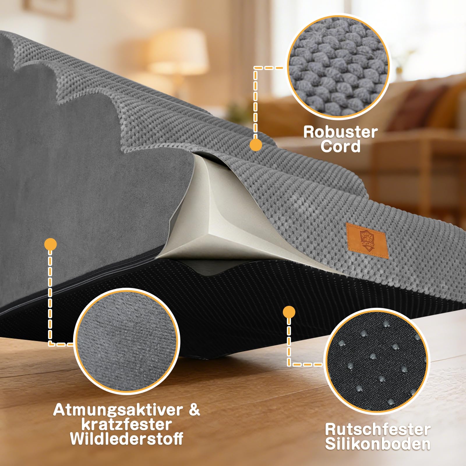 Zvonema Hundetreppe, wasserdichte Hundetreppe 40cm Hoch, rutschfeste 3 Stufen Treppe für Hunde, Verletzungsprophylaxe Hochwertige Schwamm Katzentreppe, Waschbar Hunderampe für Sofa Bett