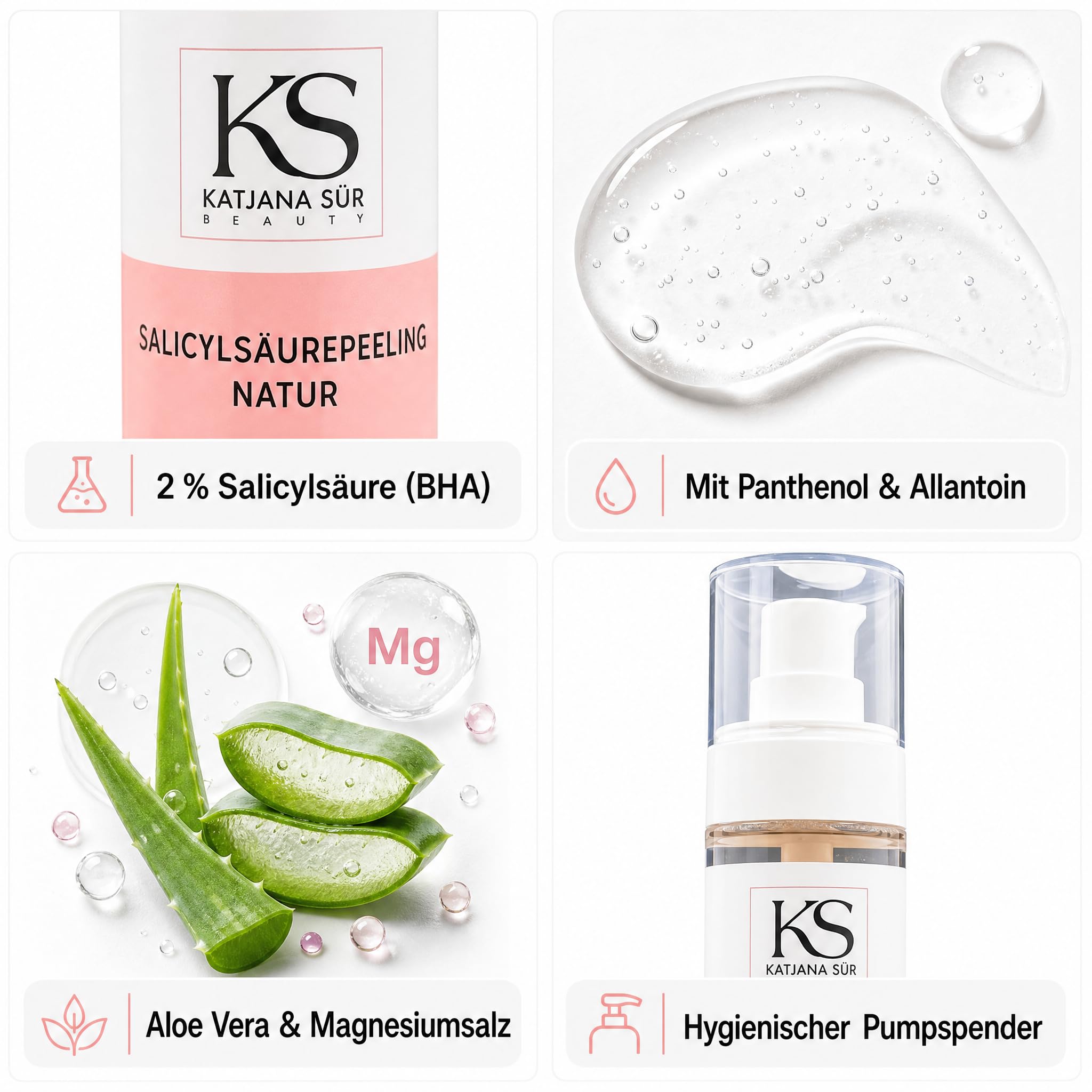 KS Beauty Salicylsäure Gesicht Peeling, 2% BHA, Panthenol, 50 ml