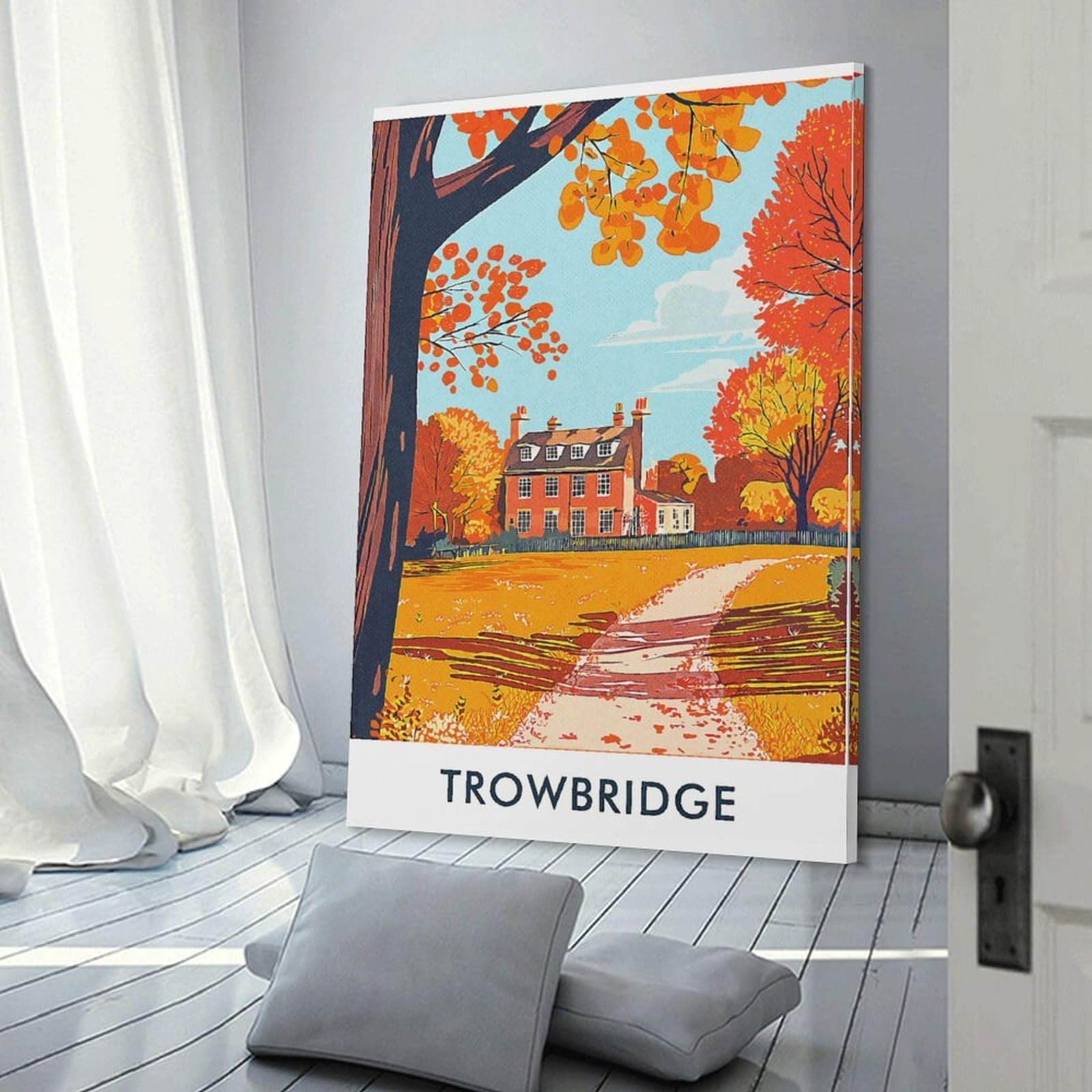 Junmoney Trowbridge Autumn Landscape Decorative Wall Artwork 12x18inch(30x45cm), for Front Hall, Corridor Or Welcome Spaces, Decorative Wall Art for Narrow Spaces